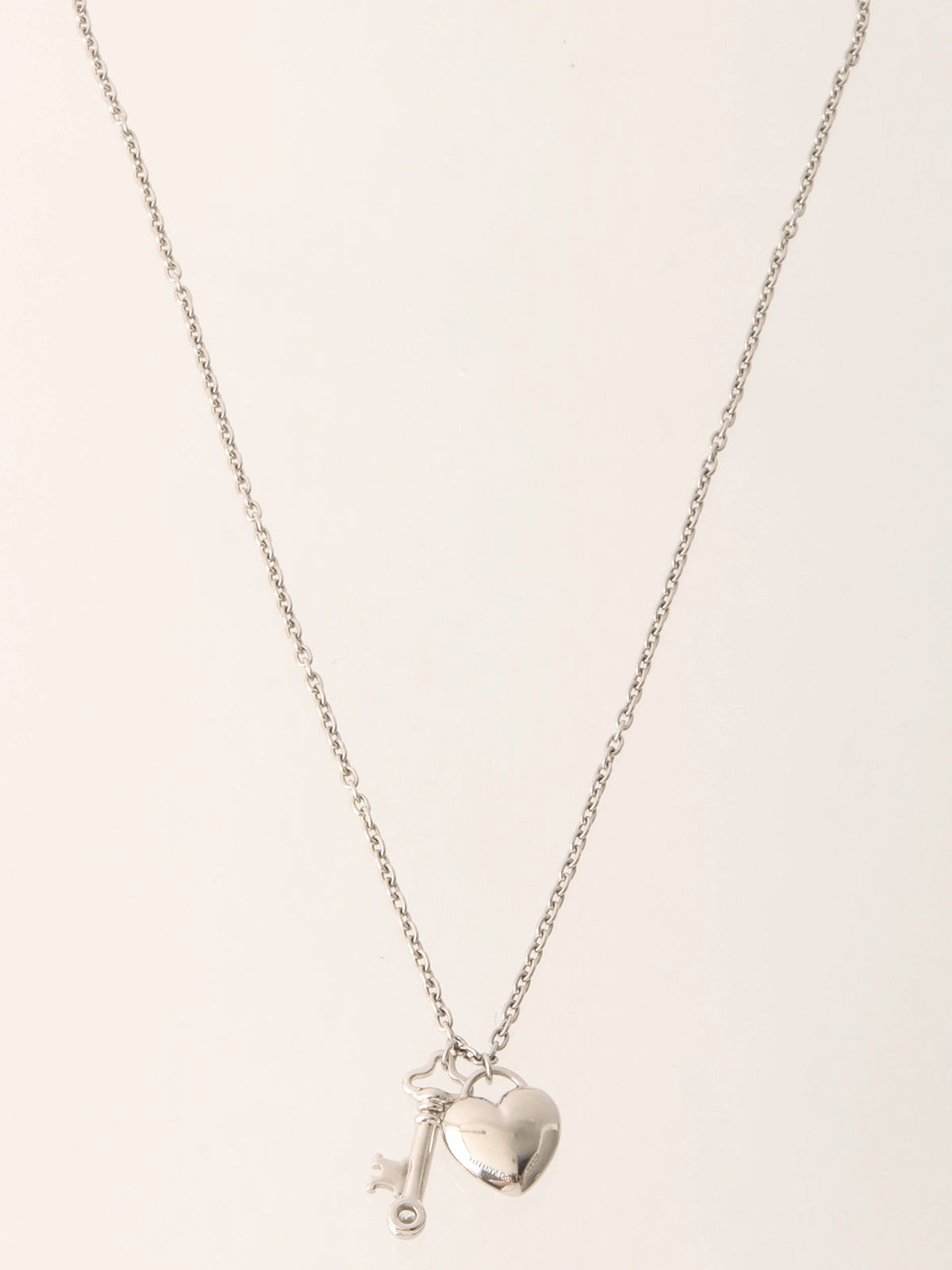 Tiffany & Co ハートキー 925シルバー ペンダント【ランク:S】 TIFFANY & CO. プラチナダイヤモンドハートロックキーネックレス