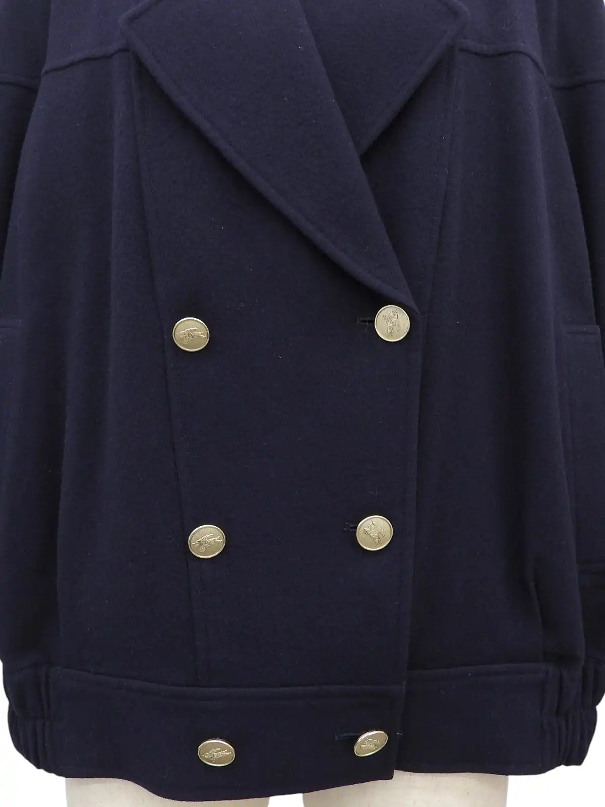 BURBERRY ウールロゴボタンブルゾン ネイビー｜VINTAGE QOO