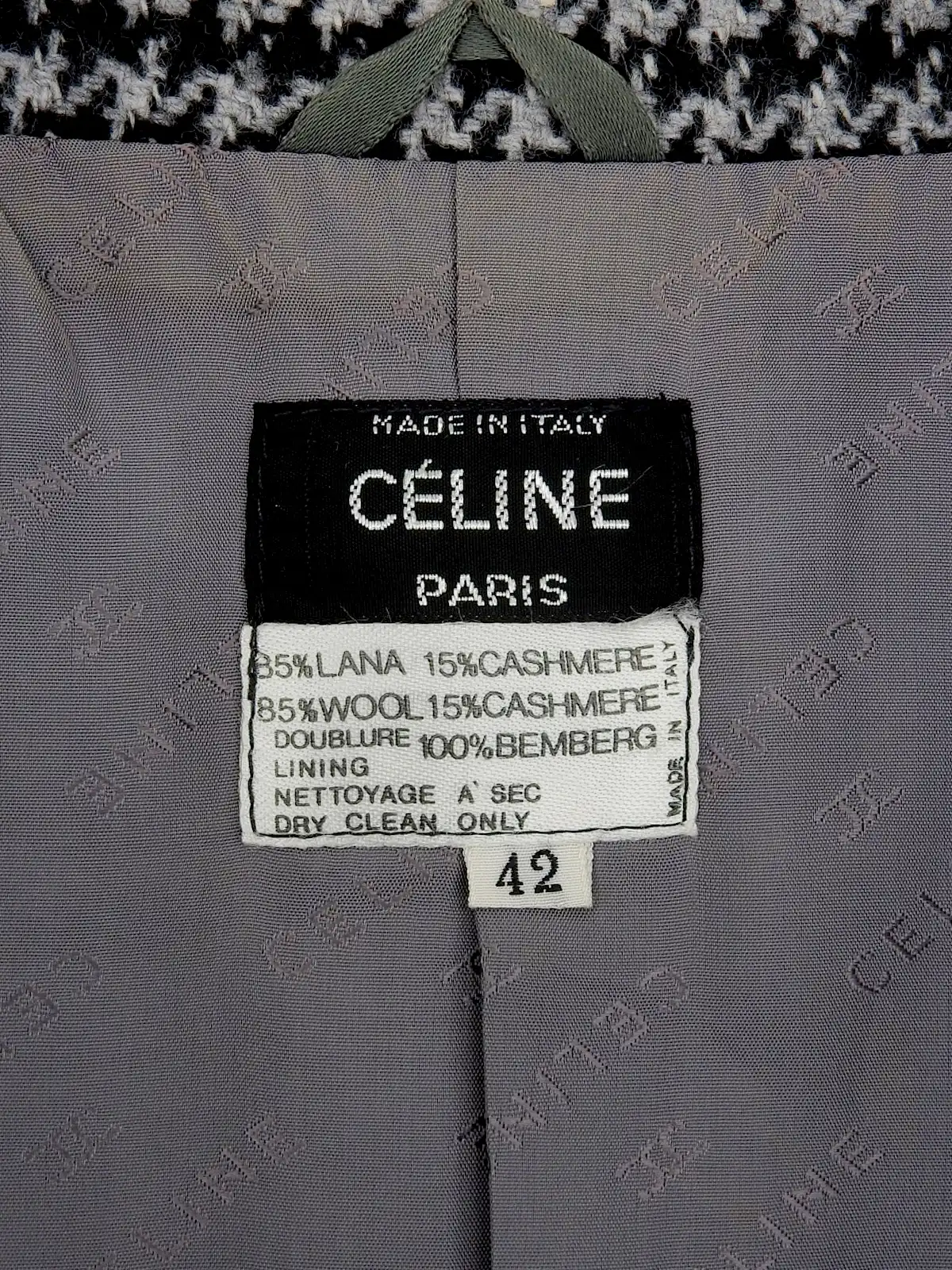 CELINE ハウンドトゥースパターンセットアップ グレー／ブラック