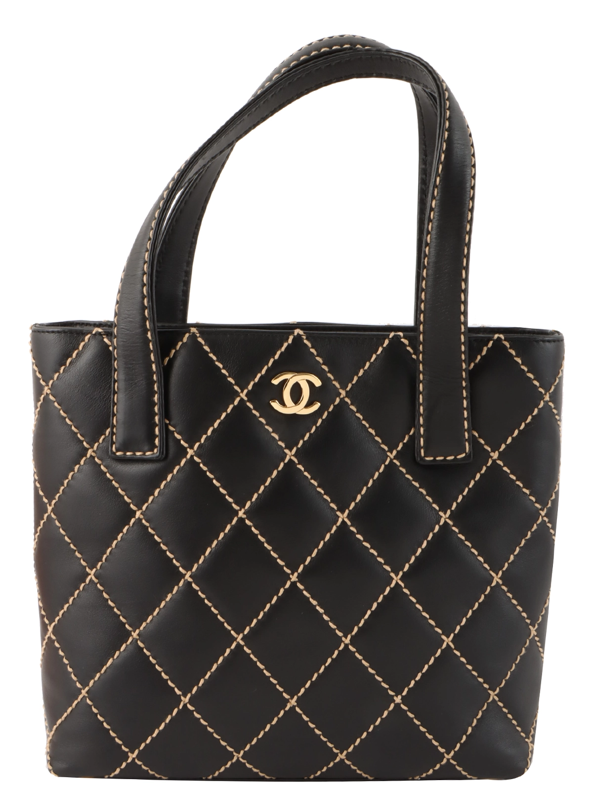 VINTAGE●CHANEL●シャネル ブラウン レザー トートバッグ シャネル ワイルドステッチ レザー トートバッグ ブラウン