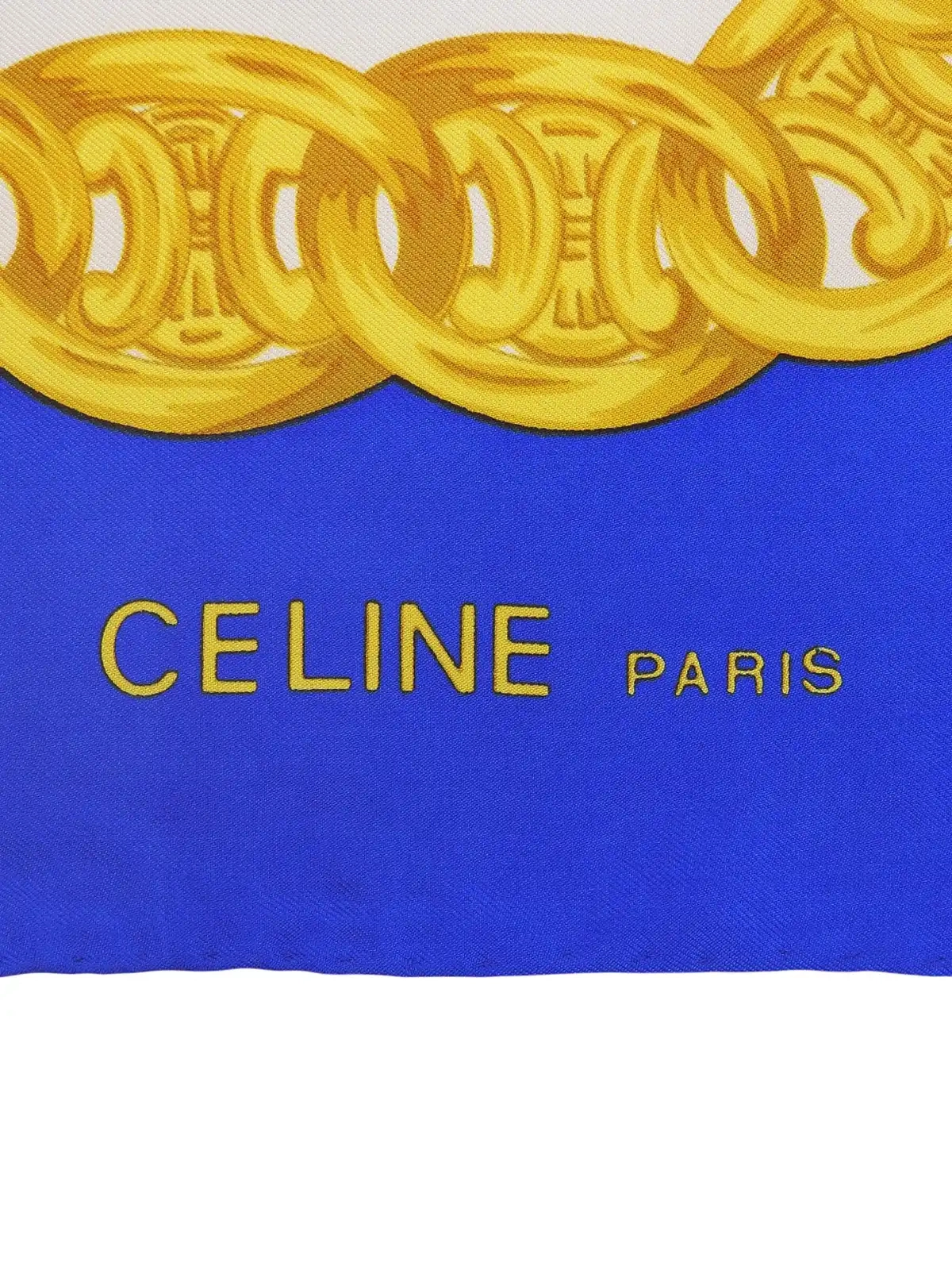 CELINE チェーンロゴパターンスカーフ ブルー／マルチ｜VINTAGE