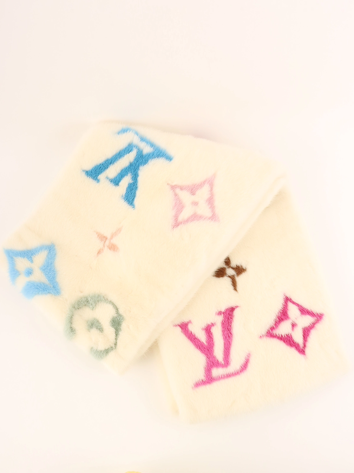 LOUIS VUITTON ミンクファーモノグラムマフラー ホワイト