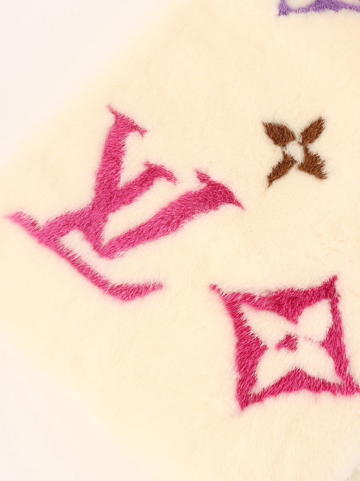 LOUIS VUITTON ミンクファーモノグラムマフラー ホワイト