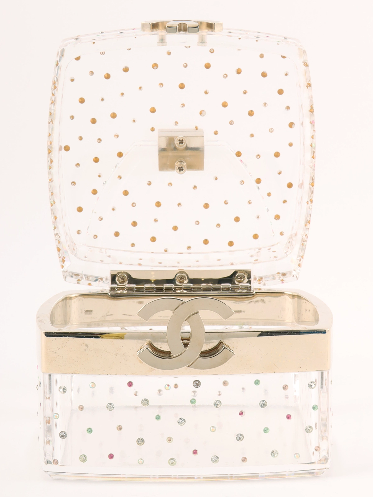 ★25A★【CHANEL】トーンオントーン CCバニティー CHANEL 2004年頃製 ラインストーンCCマークプレートクリア