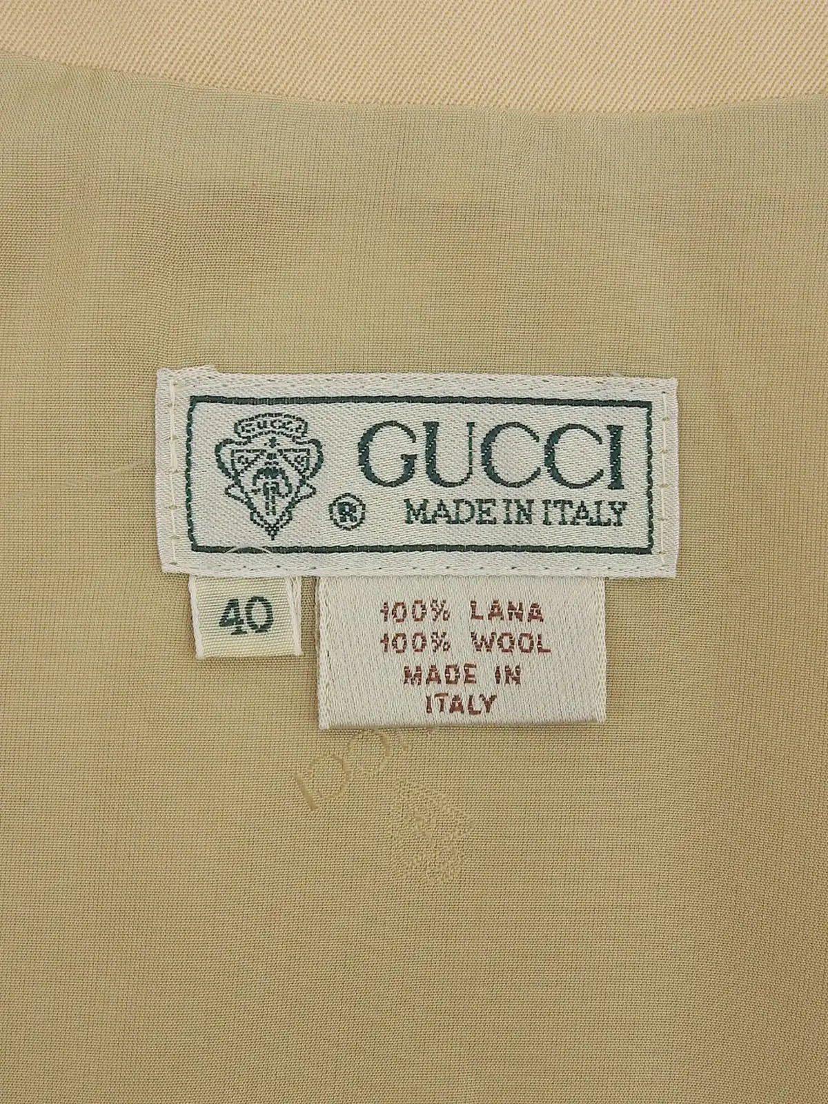 GUCCI ウールノーカラージャケット ベージュ｜VINTAGE QOO TOKYO