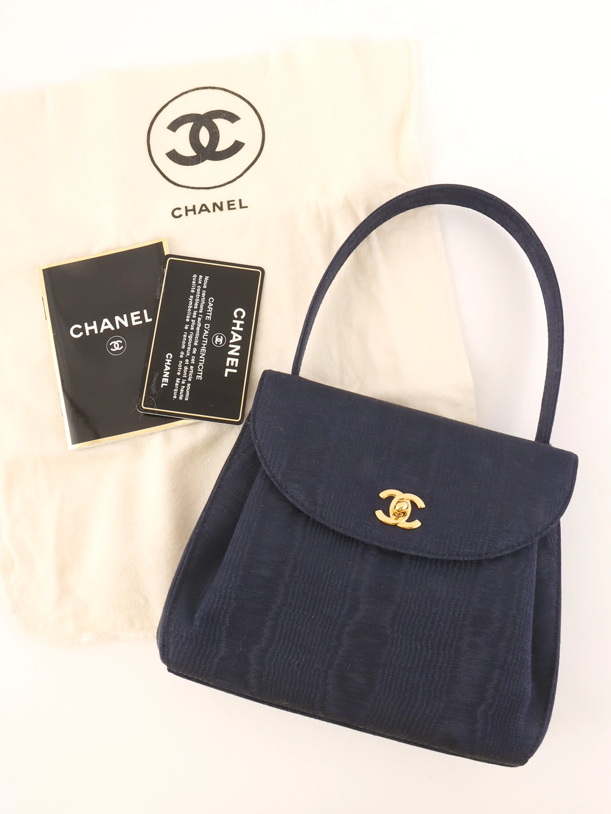 CHANEL 1998年頃製 CCターンロックハンドバッグ ネイビー