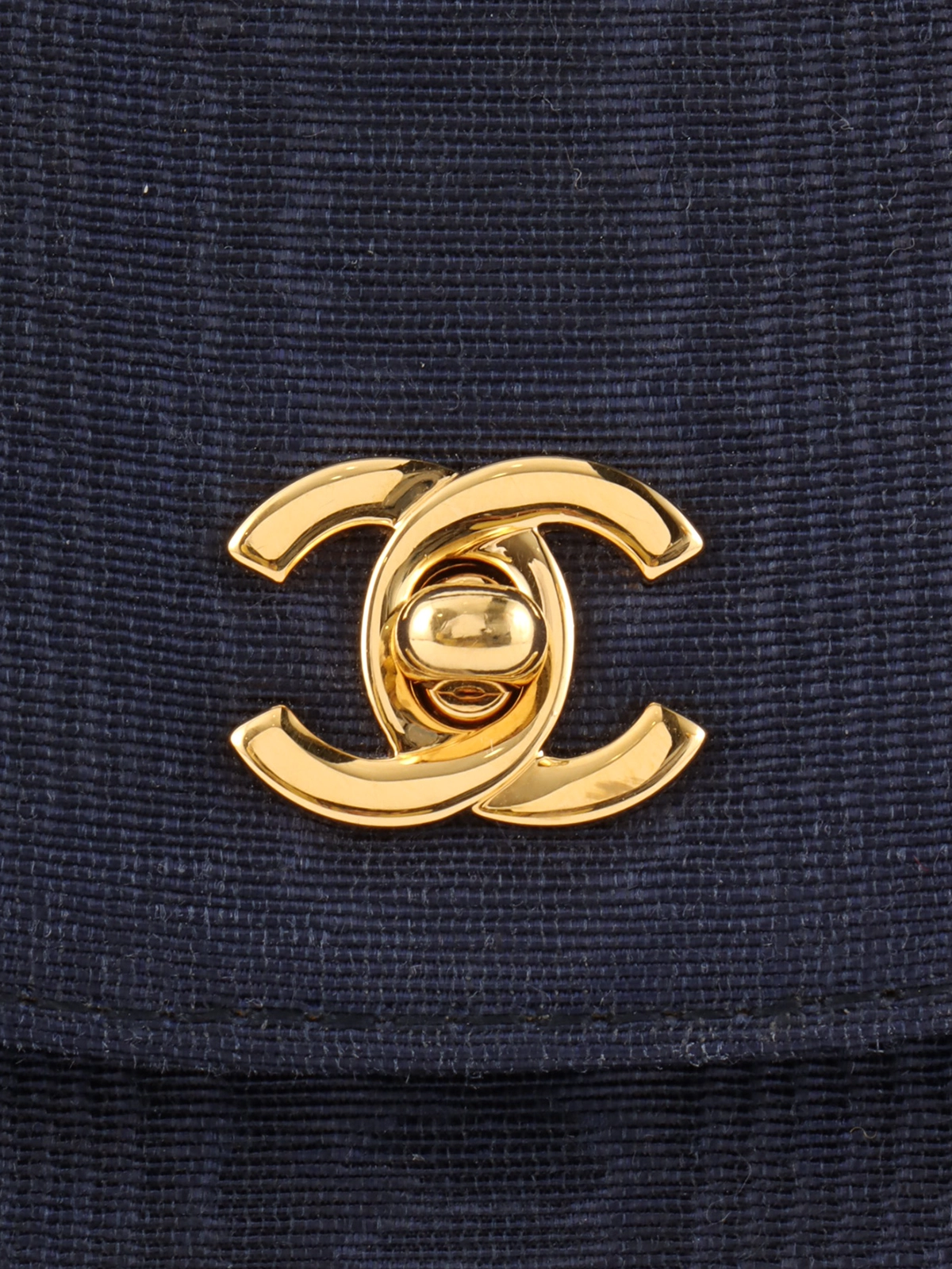 すぐ届く☆国内発【CHANEL】 CCターンロック 大人カジュアル CHANEL 1998年頃製 CCターンロックハンドバッグ ネイビー