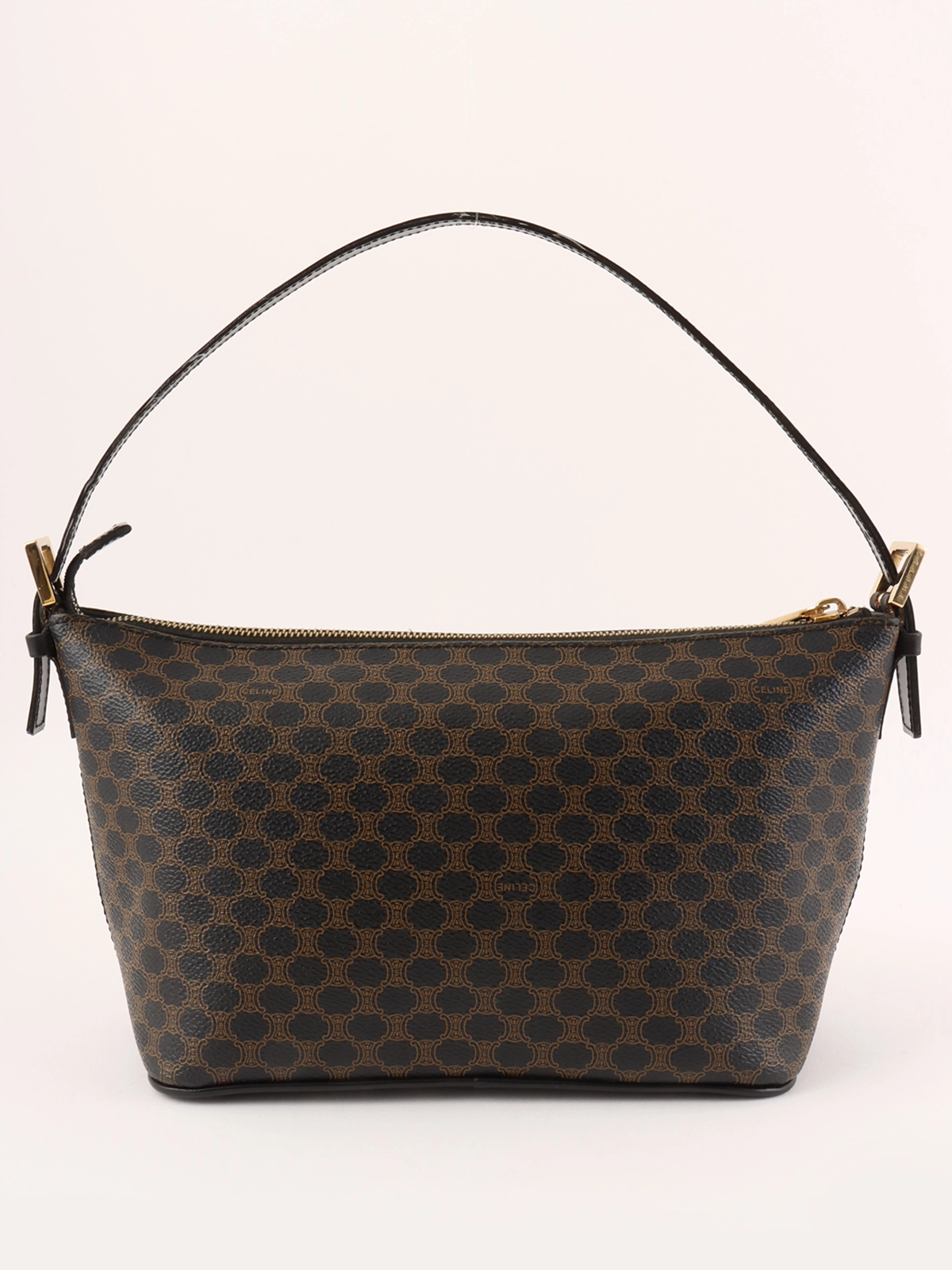 CELINE ブラウン ドットパターン ハンドバッグ CELINE セリーヌブラウン ドットパターン バッグ