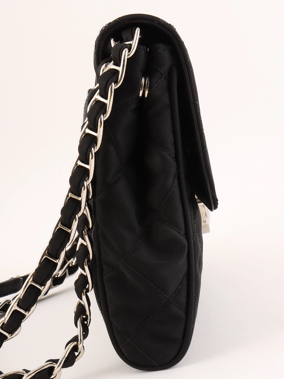 PRADA ロゴプレートチェーンショルダーバッグ ブラック｜VINTAGE