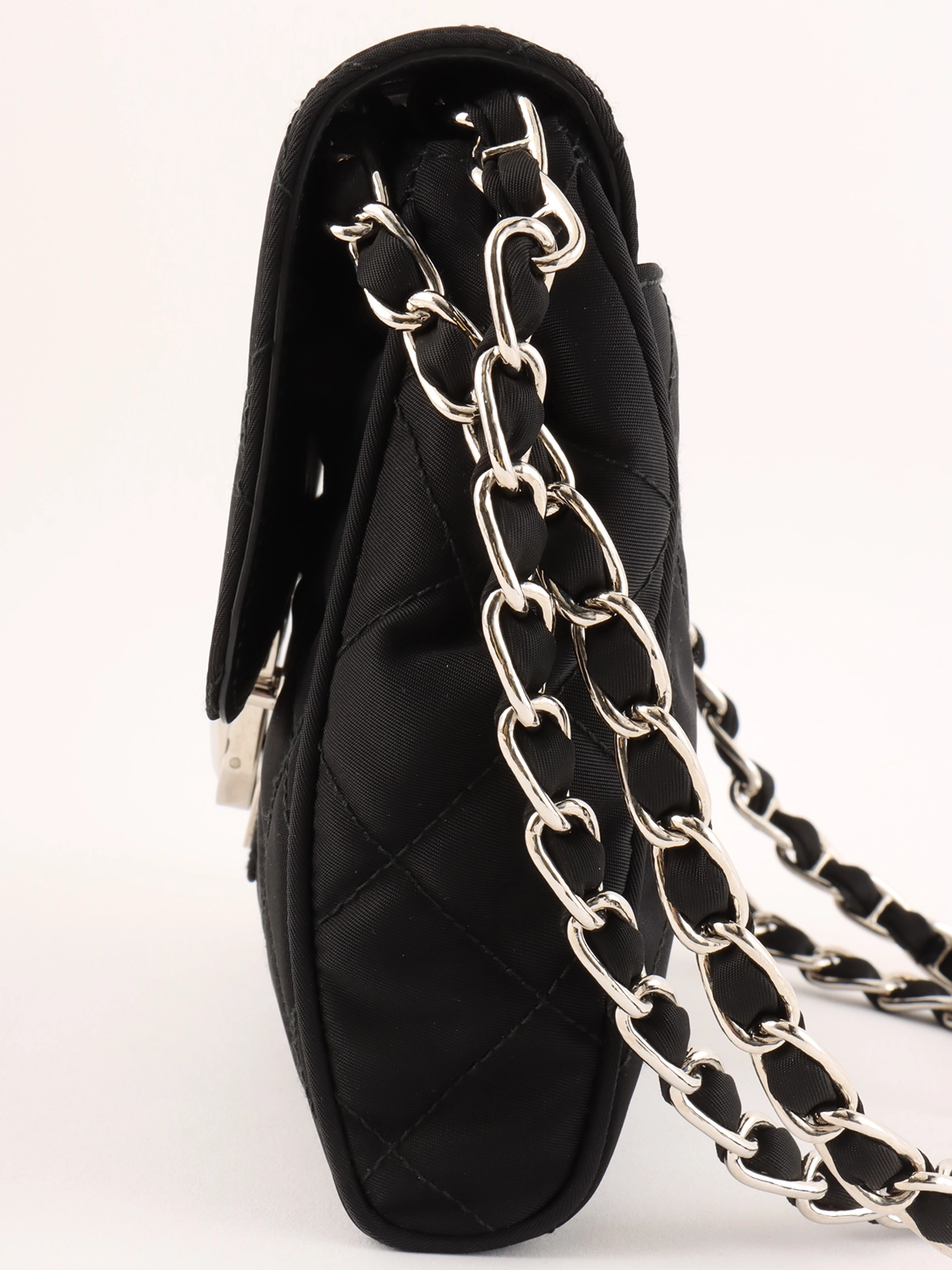PRADA☆25SS ロゴ チェーン カーフスキン ショルダーバッグ PRADA ロゴプレートチェーンショルダーバッグ ブラック｜VINTAGE