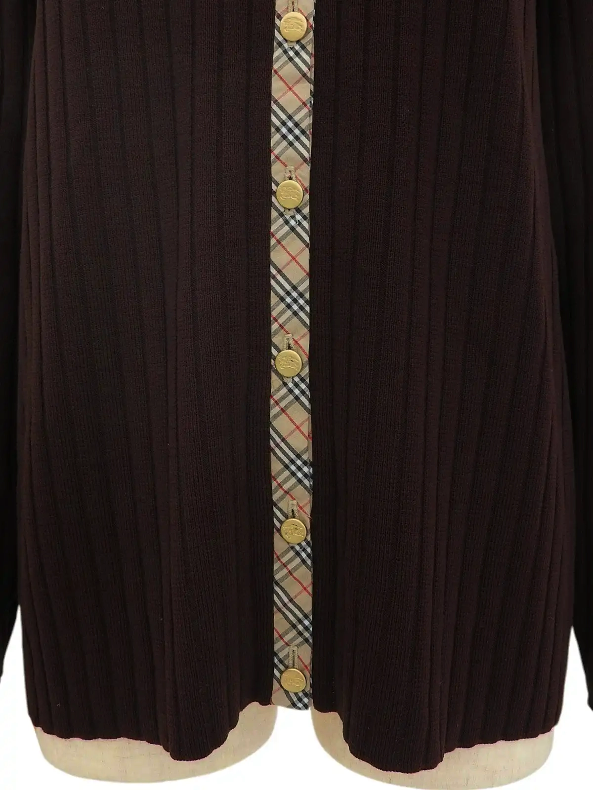 BURBERRY ロゴボタンリブニットカーディガン ダークブラウン