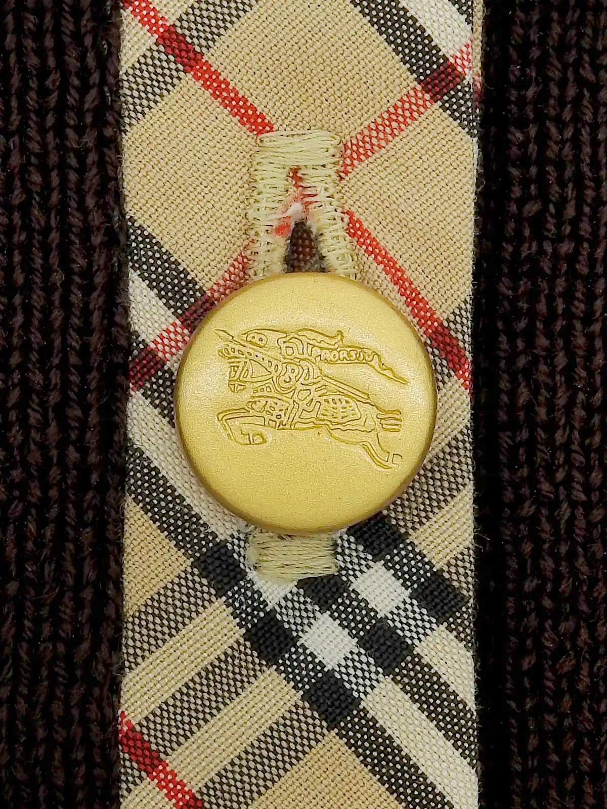 BURBERRY ロゴボタンリブニットカーディガン ダークブラウン