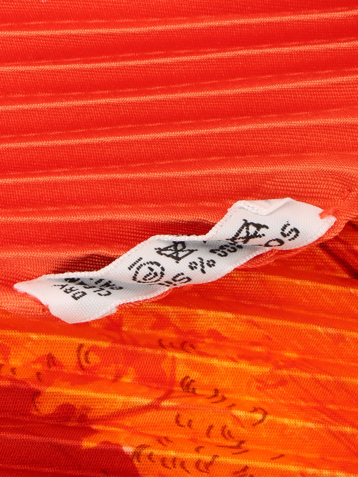 タイムセール❗エルメスプリーツスカーフ赤 HERMES Smilesパターンプリーツスカーフ レッド／オレンジ