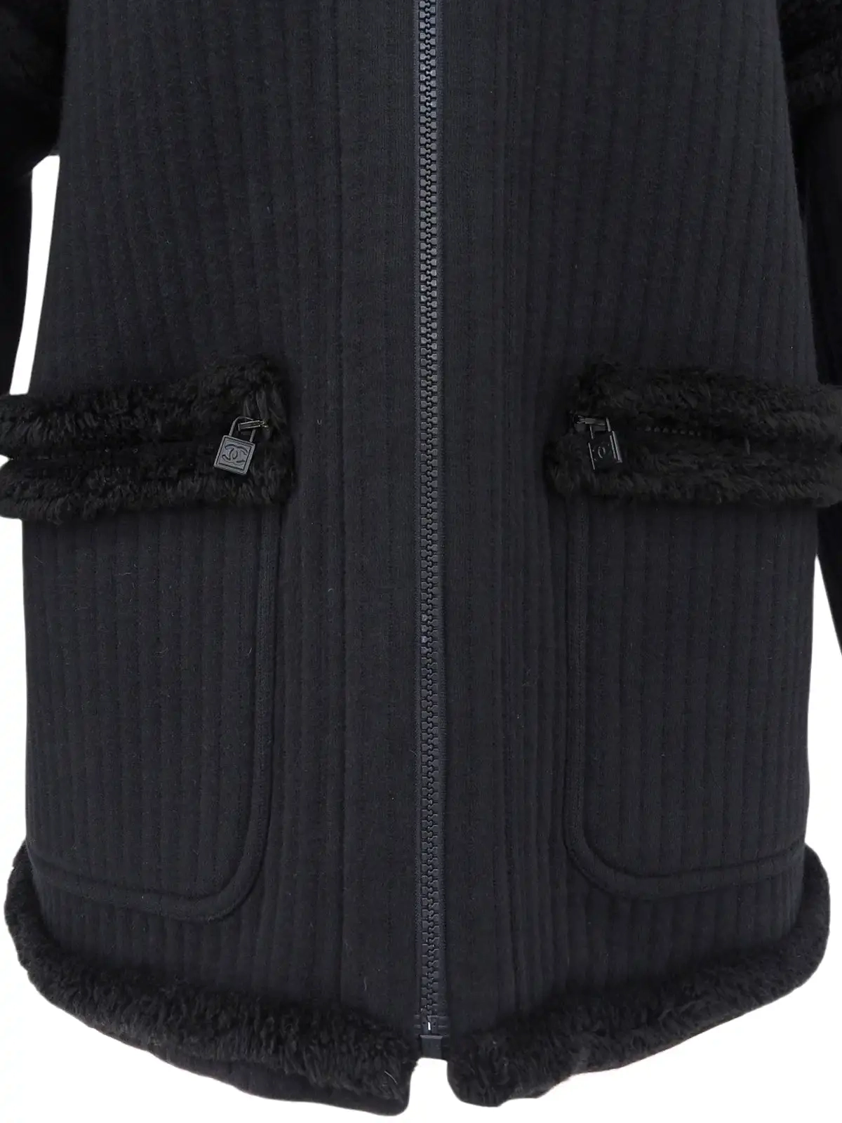 CHANEL 2007年製 ウールスクエアCCマークジップアップパーカー