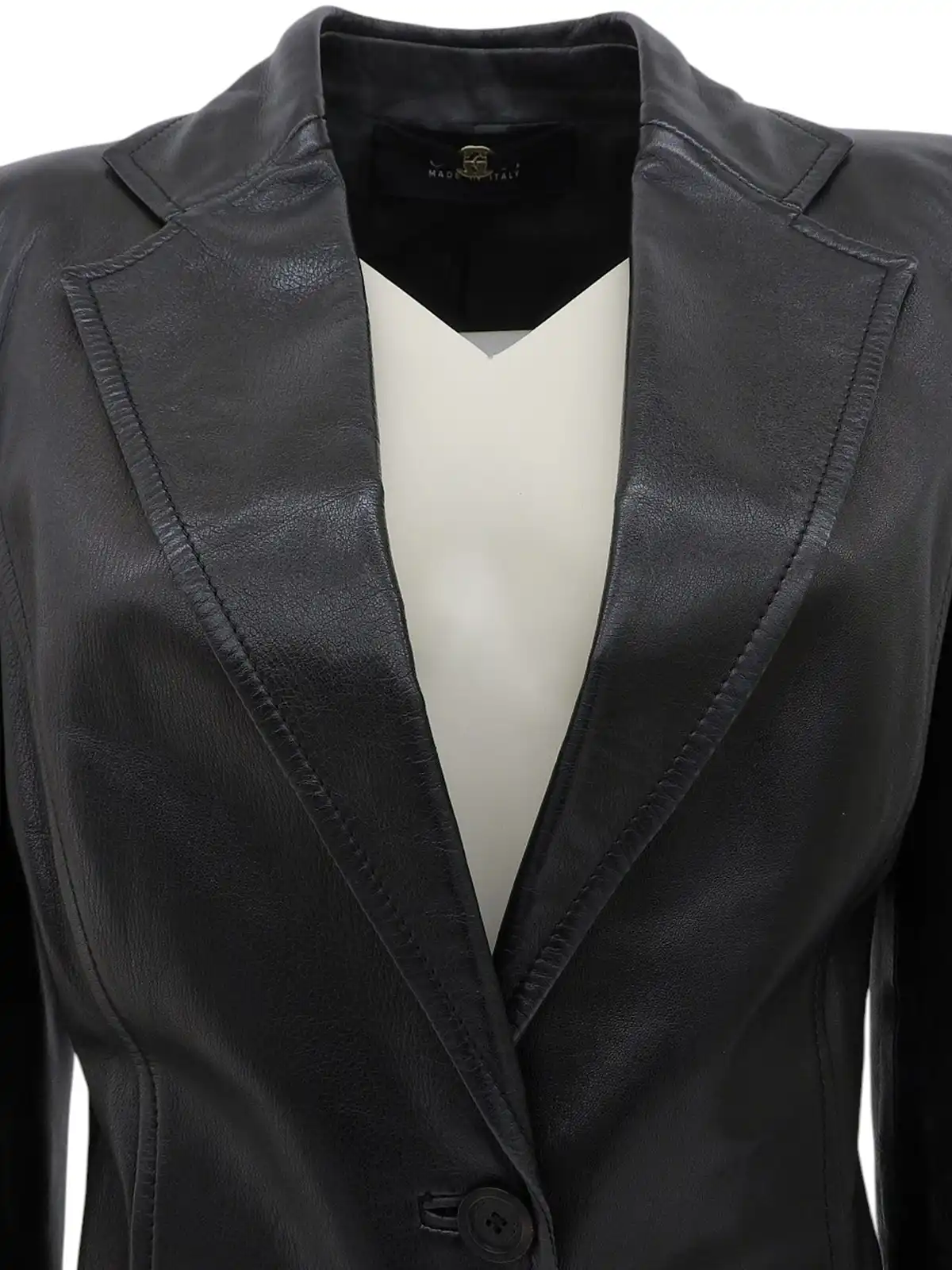 GUCCI リアルレザーロゴボタンジャケット ブラック｜VINTAGE QOO