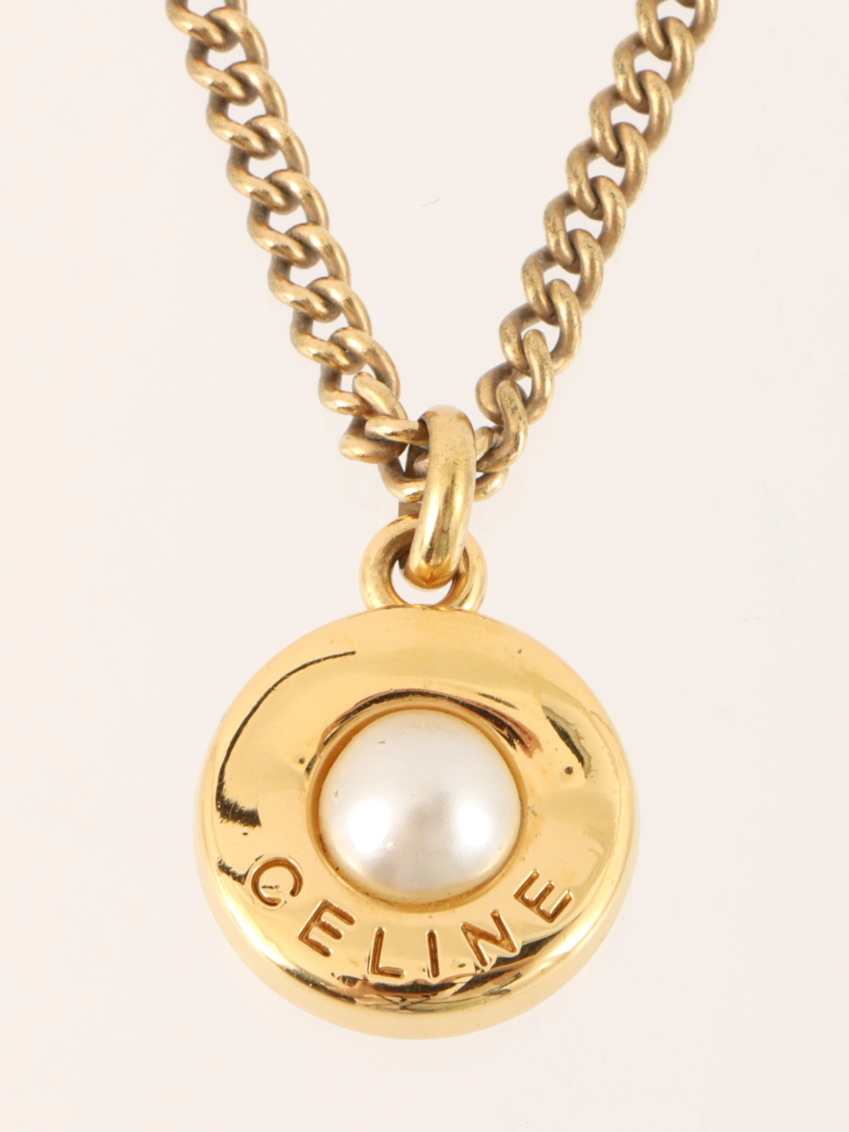 CELINE パール×ゴールドペンダントネックレス セリーヌ パールネックレス パールゴールドネックレス