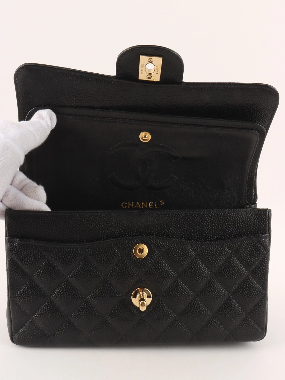 シャネル クラシック フラップ バッグ キャビア CHANEL 2003年頃製 キャビアスキンクラシックフラップチェーン