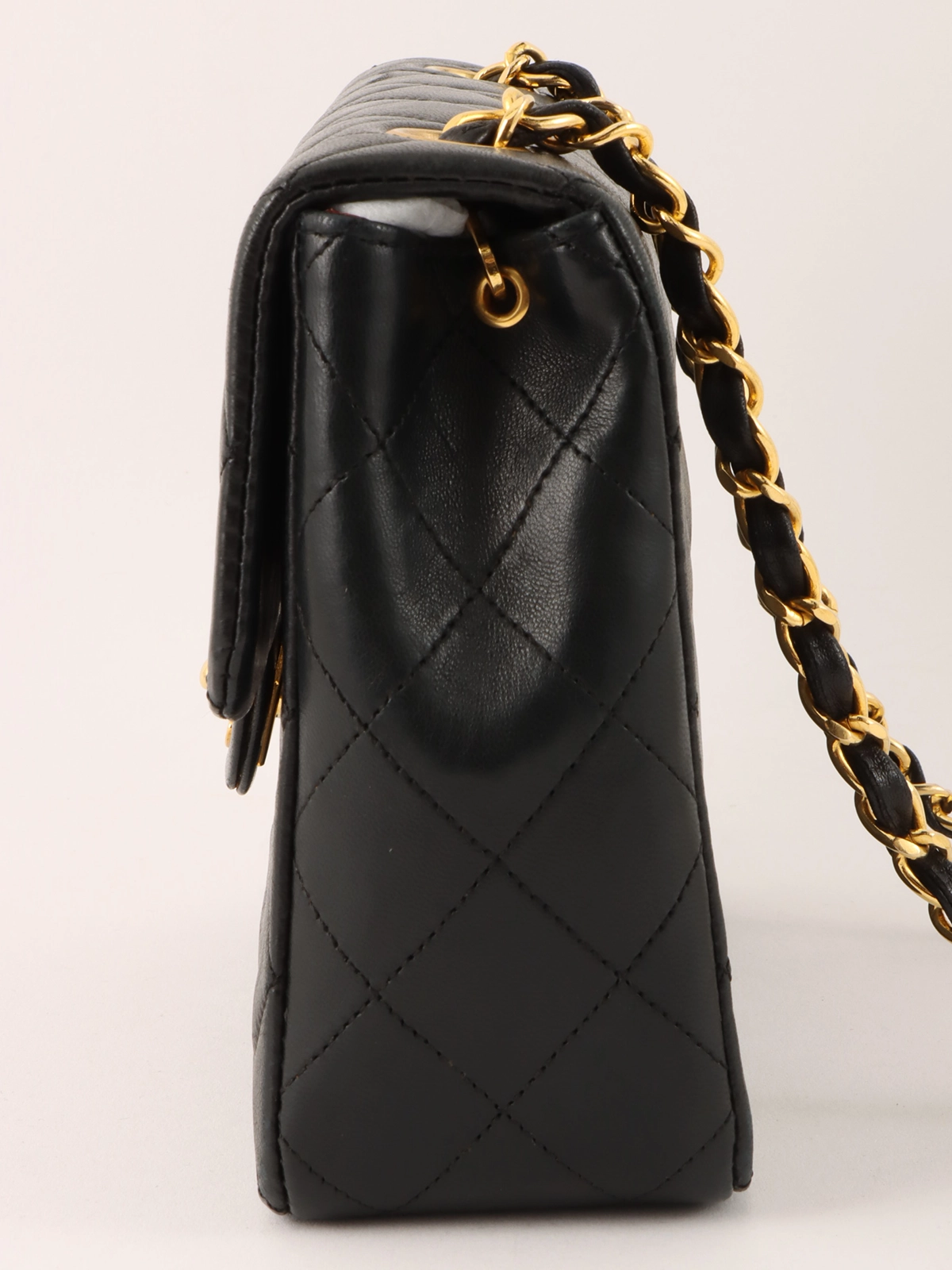 VINTAGE シャネル スクエア フラップバッグ ブラック CHANEL 1990年頃製 スクエアクラシックフラップチェーンバッグ