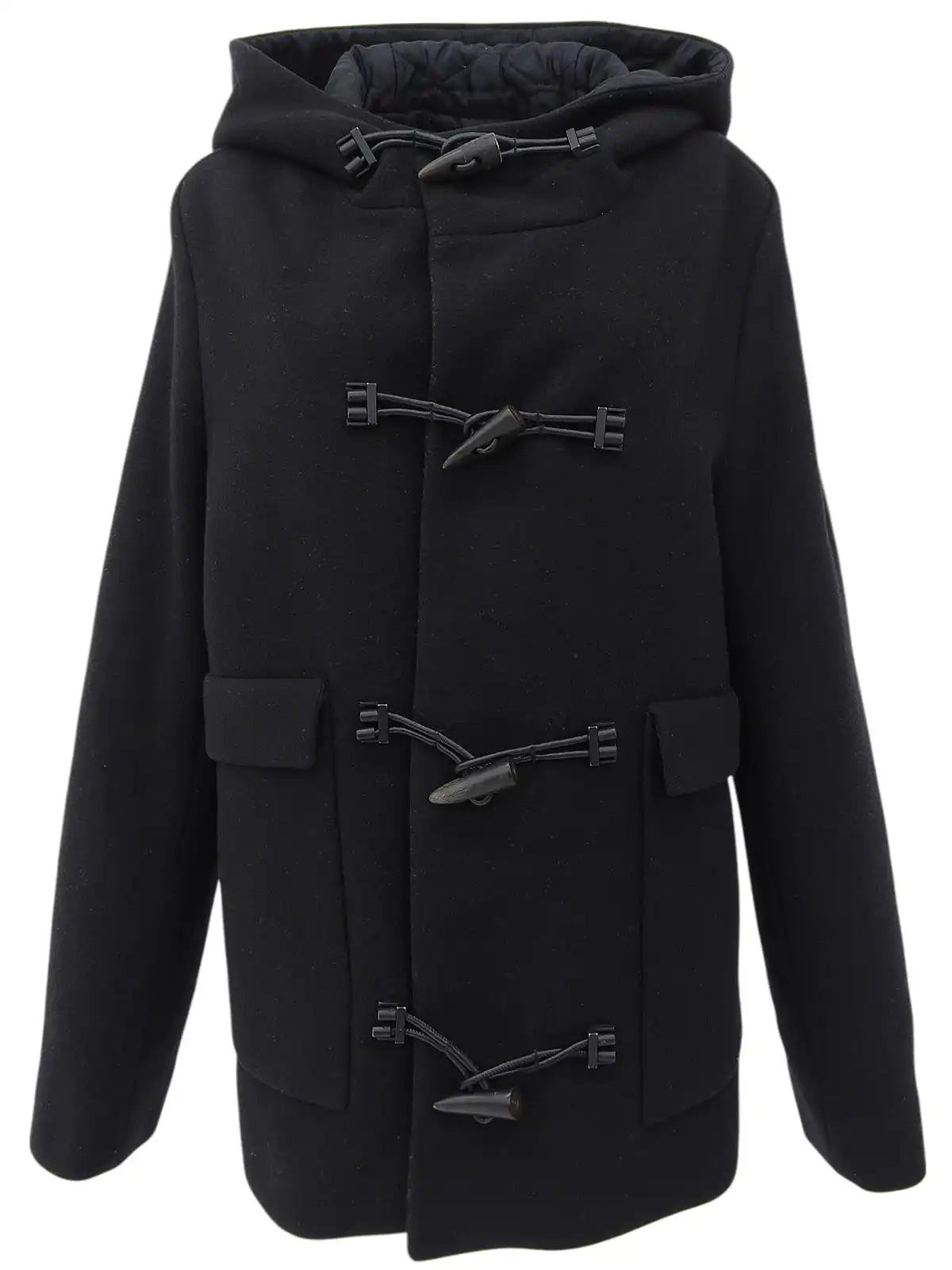 【BALENCIAGA】パッチワークダッフルコート BALENCIAGA ウールダッフルコート ブラック｜VINTAGE QOO TOKYO