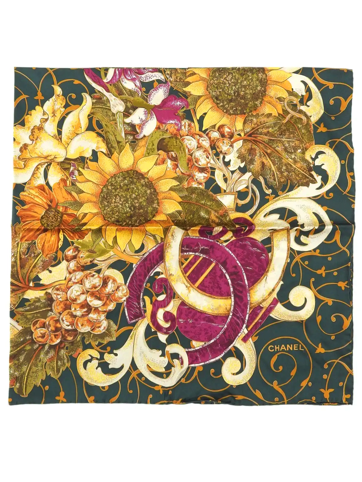 CHANEL ブラック Tシャツ フラワー装飾 古着 90s Rob Schouten 「In the Garden of Eve」 花 フラワー