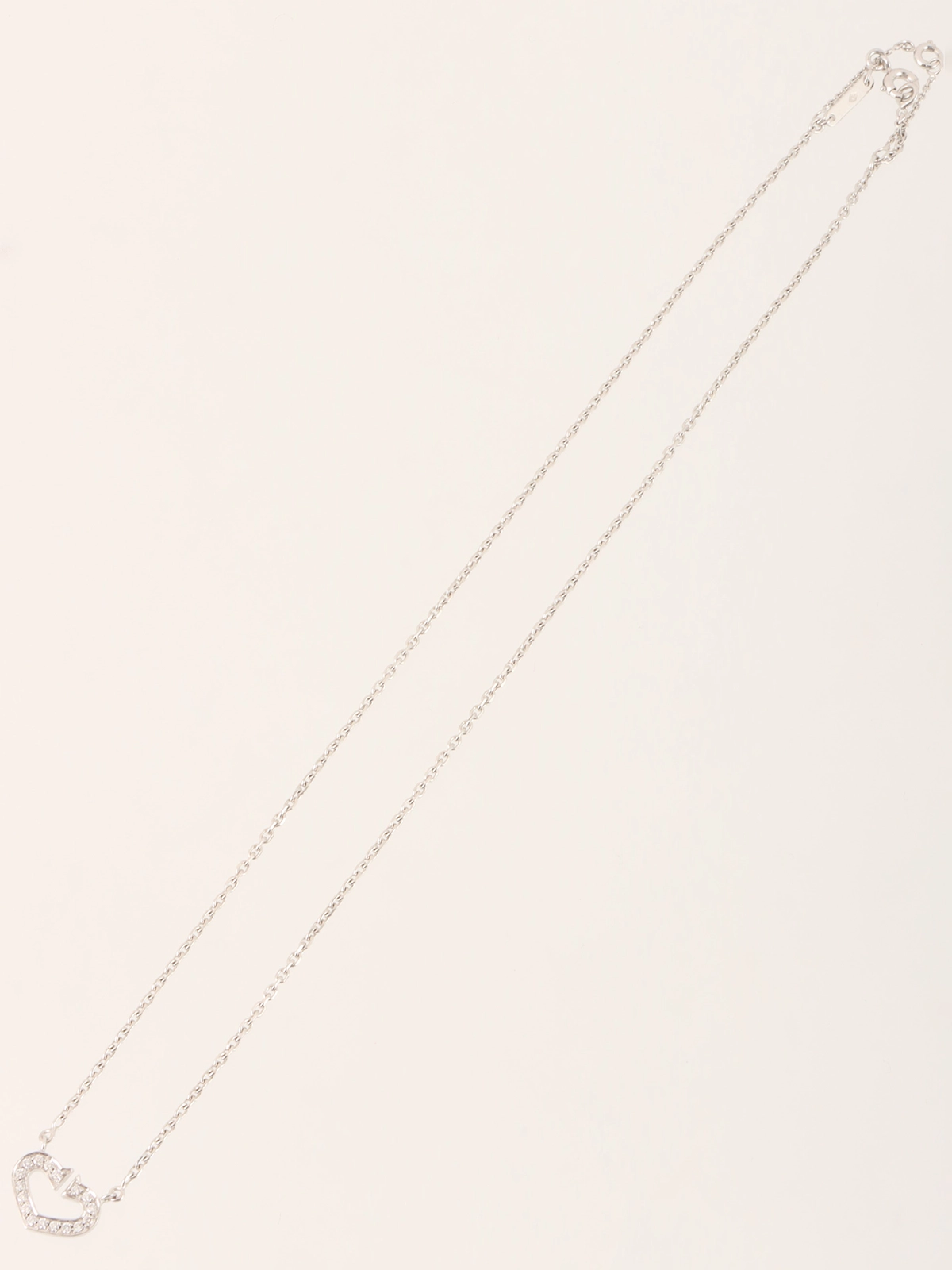 CARTIER 18K ダイヤモンドCハートネックレス シルバー｜VINTAGE
