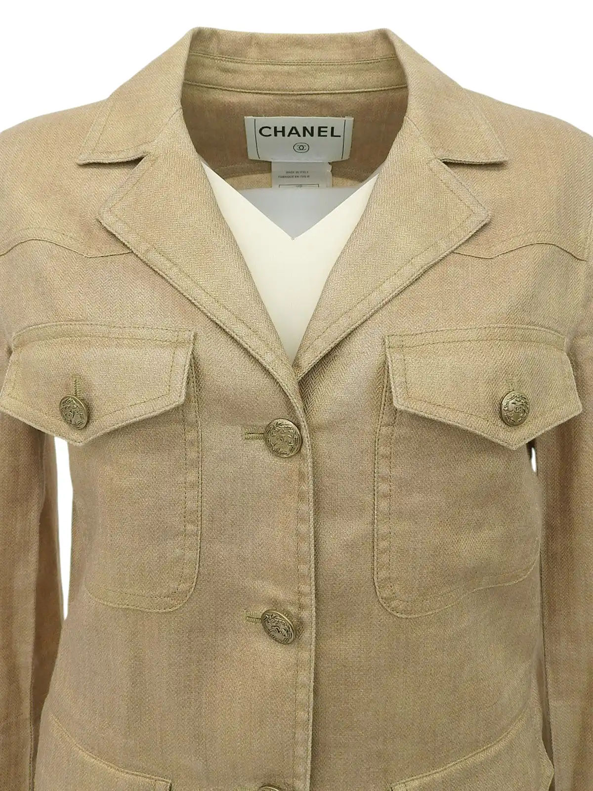 CHANEL ヴィンテージジャケット CHANEL 2005年製 CCマークボタンジャケット ブロンズ｜VINTAGE