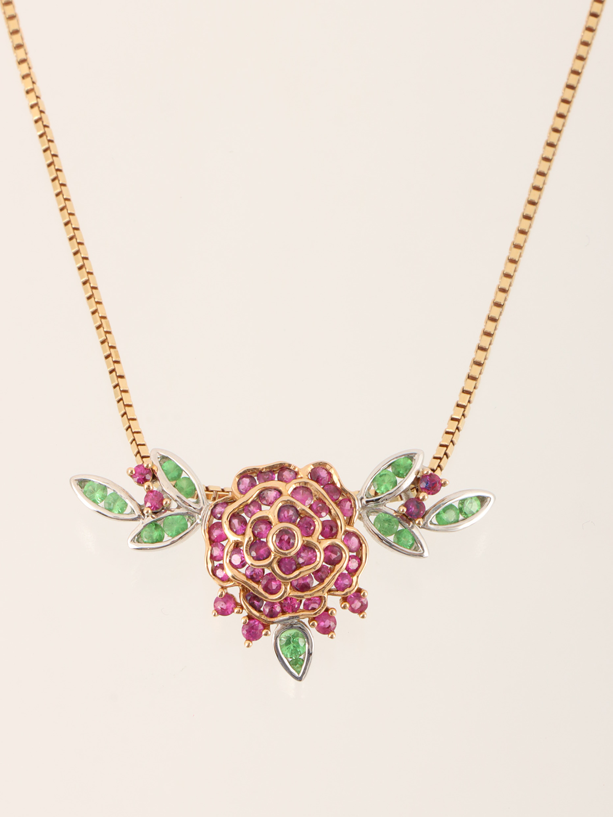Selection Jewelry 18K ルビーローズモブーケネックレス ローズ