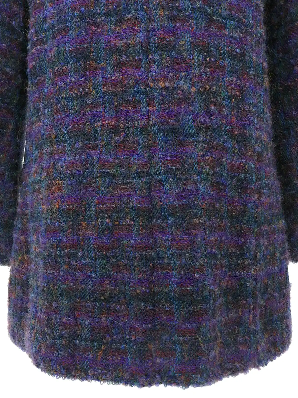 CHANEL ツイード ジャケット クロップド ロゴボタン ヴィンテージ CHANEL ロゴボタンジャケット オレンジ／アイスブルー｜VINTAGE