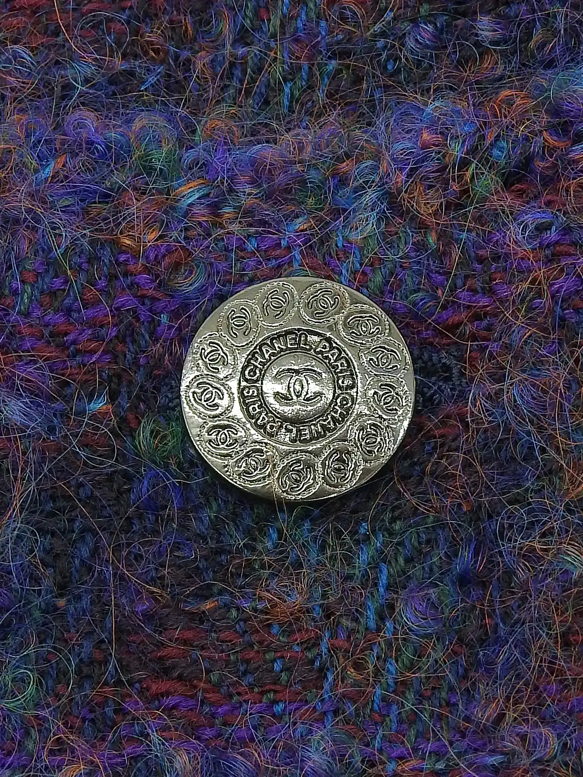 CHANEL 1997年製 CCマークボタンツイードジャケット パープル