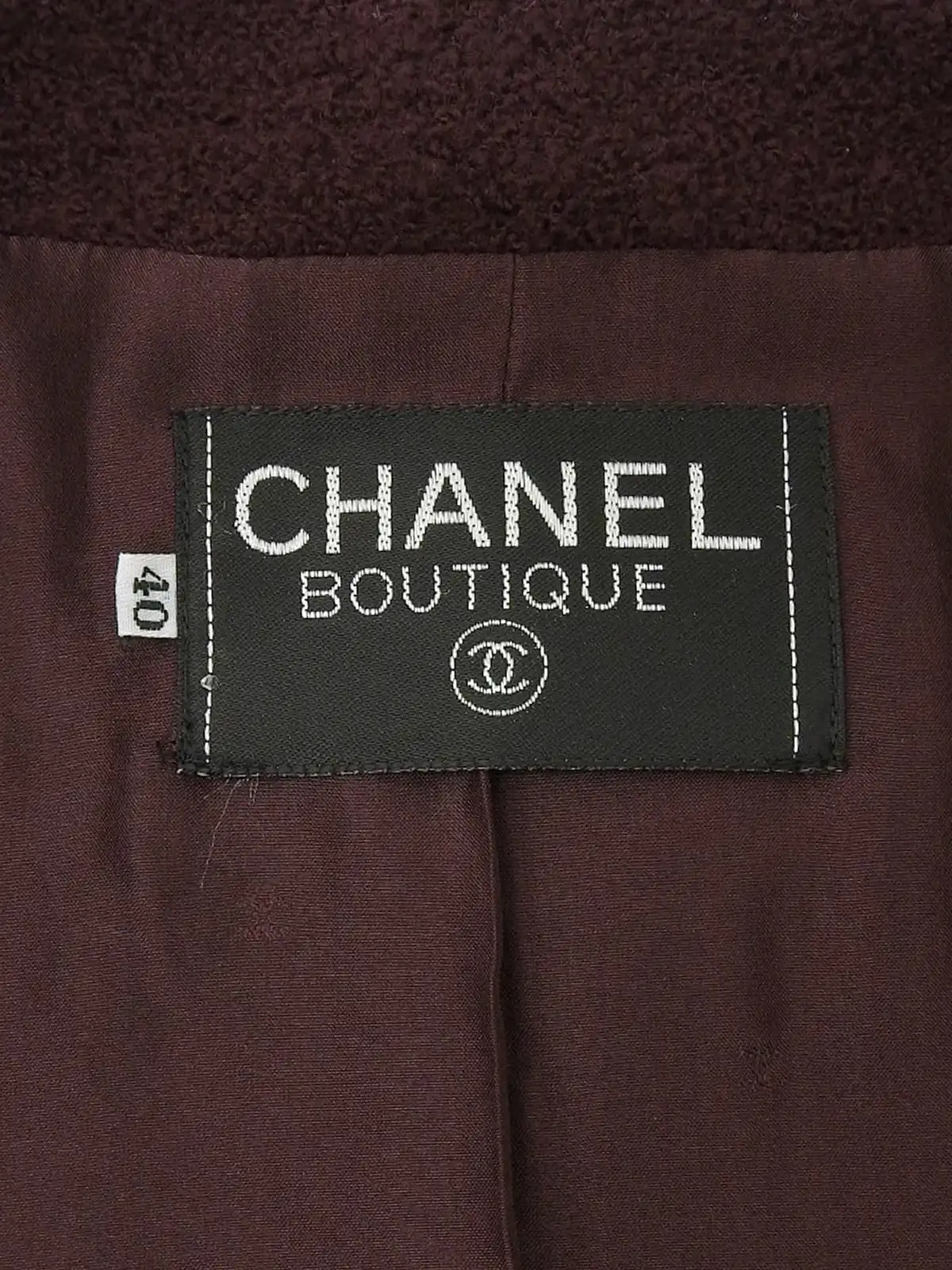 CHANEL CCマークボタンデザインステッチジャケット ボルドー