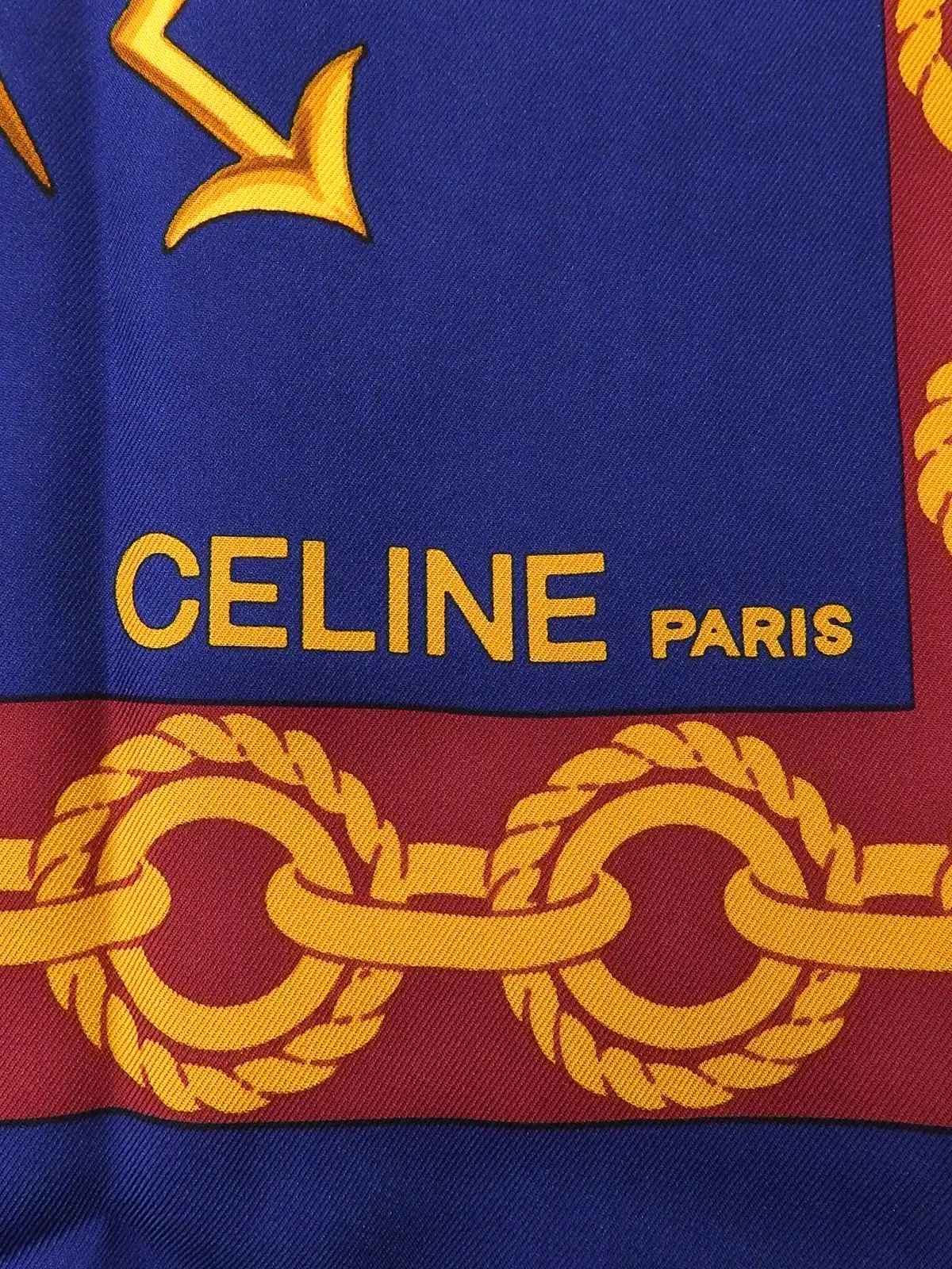 CELINE マカダムロゴマルチモチーフスカーフ ネイビー／ボルドー