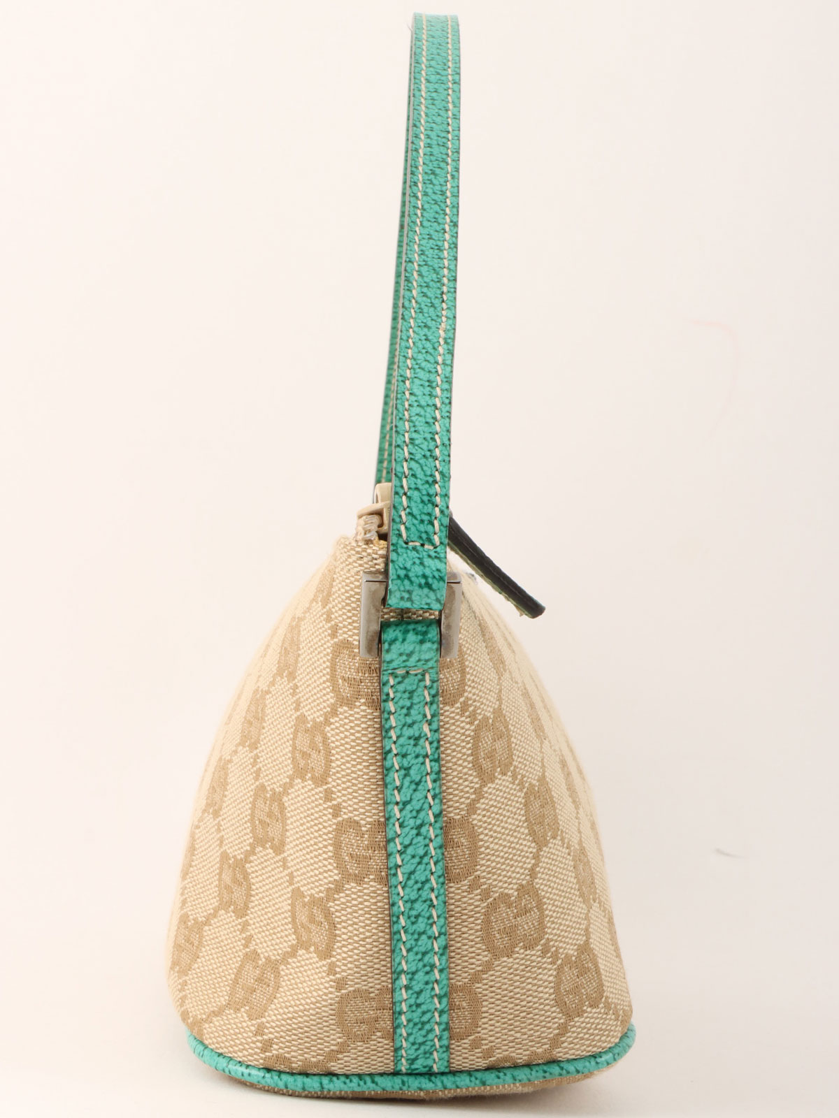 GUCCI グッチ GG柄 キャンバス ターコイズブルー　ハンドバッグ GUCCI グッチ ハンドバッグ ターコイズブルー - メルカリ