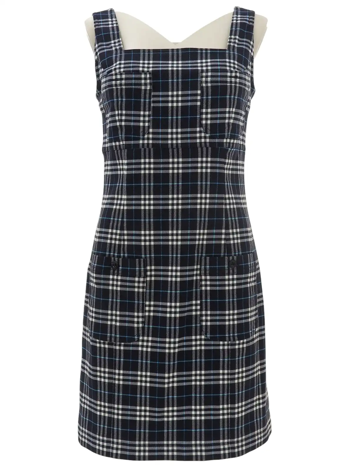 BURBERRY チェックパターンロゴボタンノースリーブワンピース
