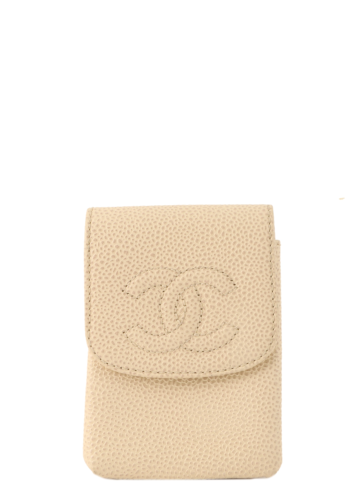 ◎正規品CHANEL　シャネルキャビアスキンシガレットケース ベージュシリアル有 ◎正規品CHANEL シャネルキャビアスキンシガレットケース
