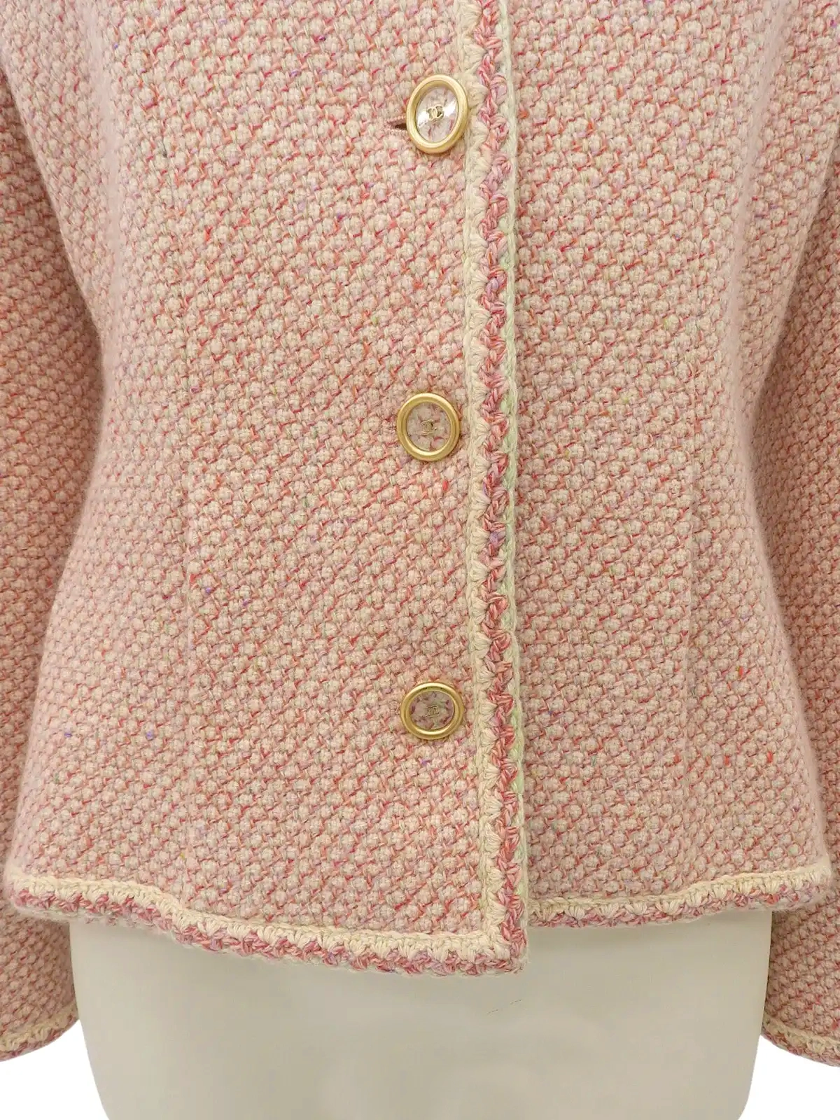 CHANEL 2001年製 カシミアツイードクリアCCマークボタン