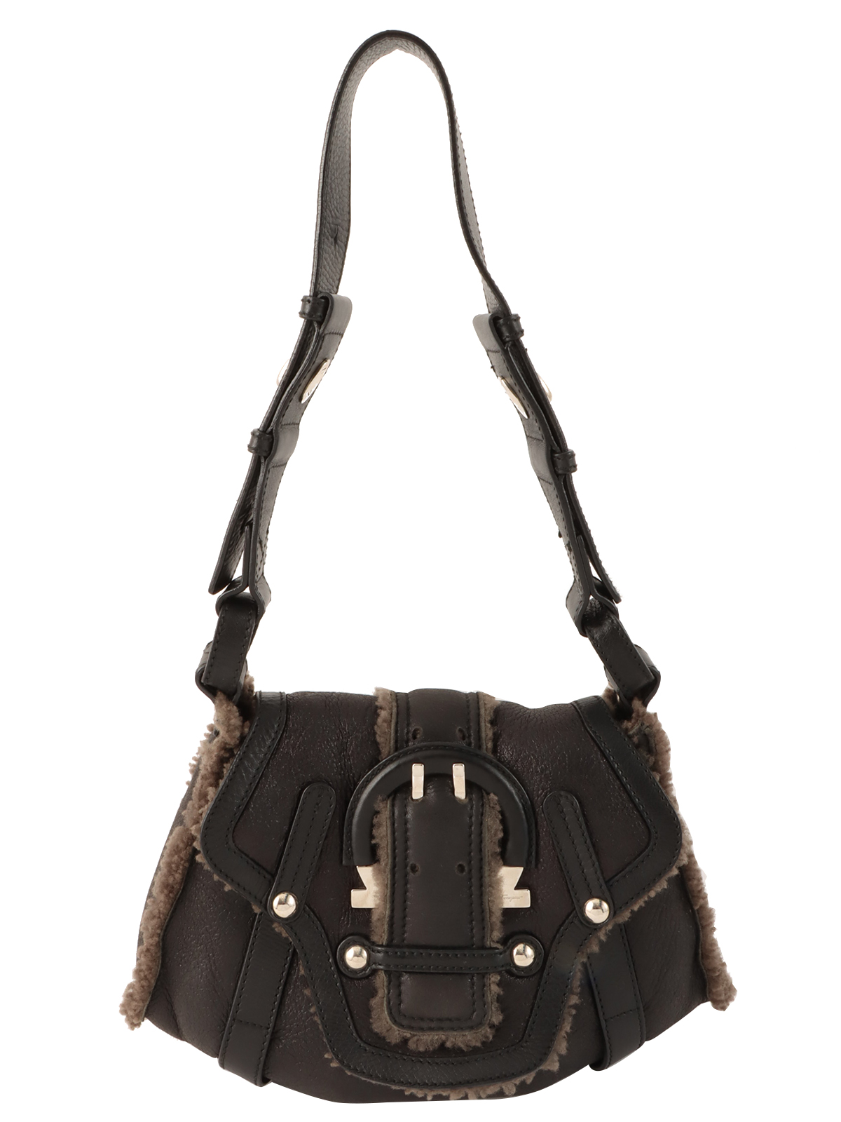 Salvatore Ferragamoオーストリッチ ショルダーバッグ FERRAGAMO フェラガモ ショルダーバッグ ガンチーニ 218372