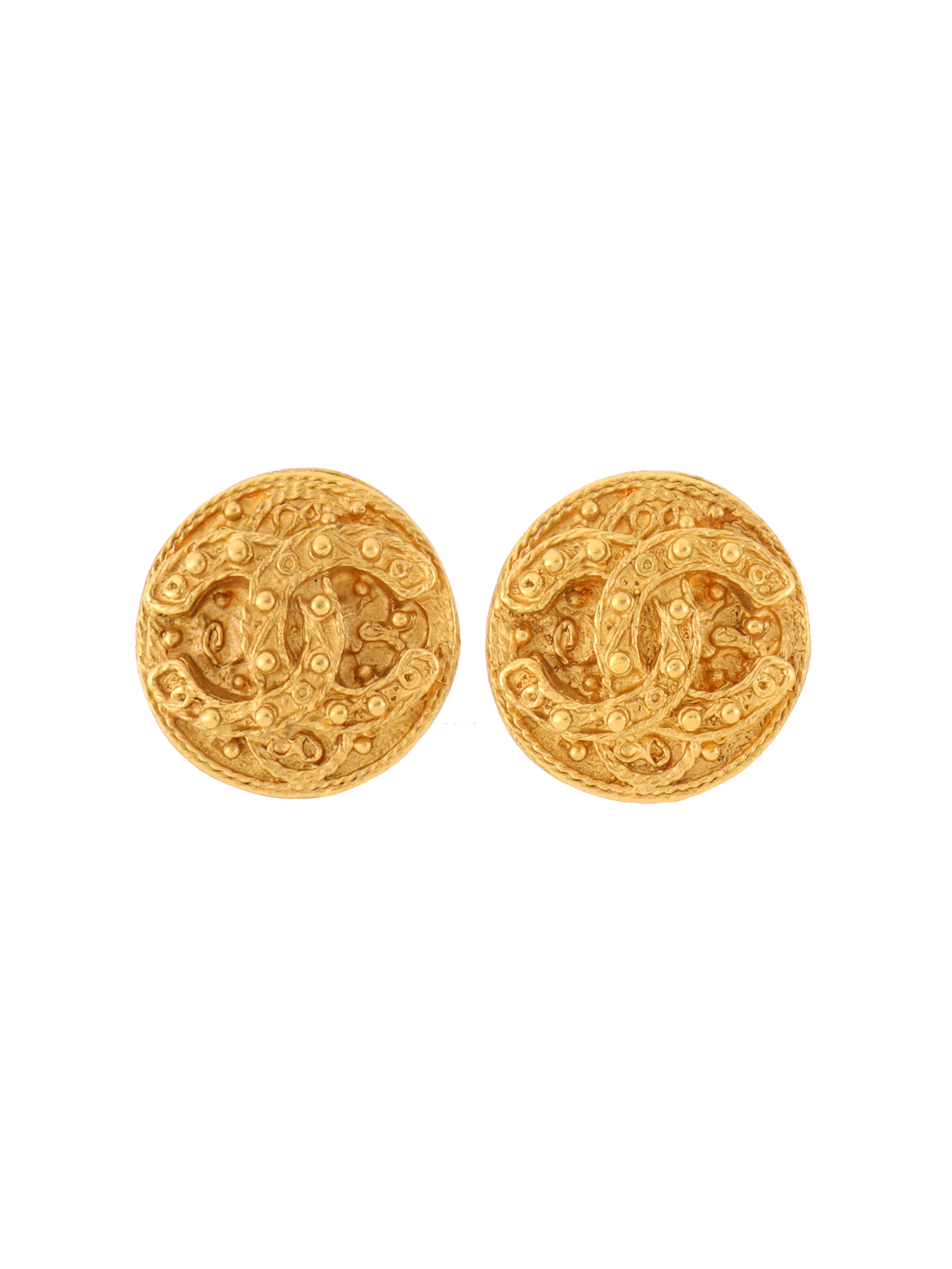 定期入れの CHANEL 1994年製 ドットラウンドCCマークイヤリング ゴールド アクセサリー