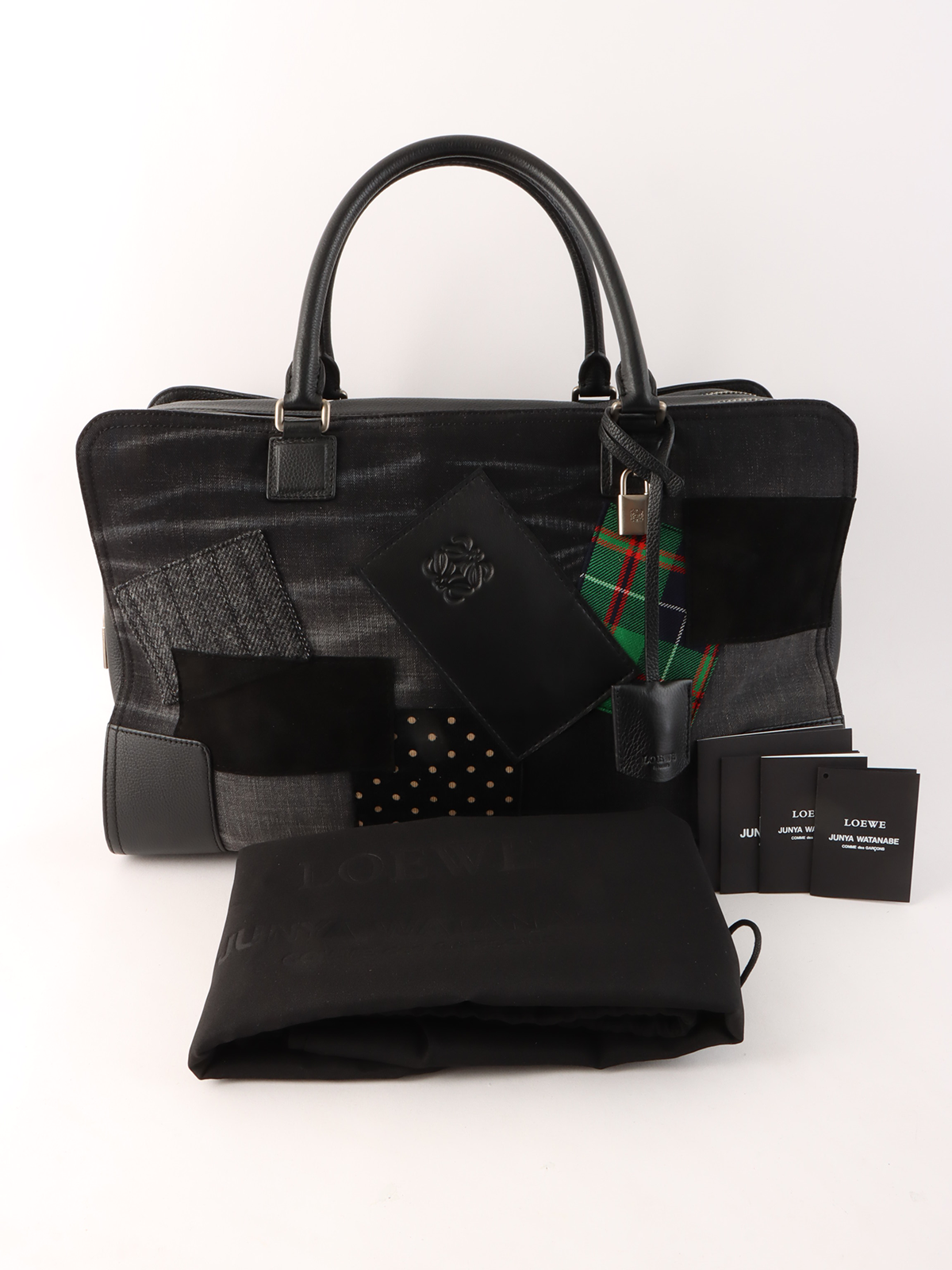 LOEWE パッチワークアマソナボストンバッグ ブラック／マルチ