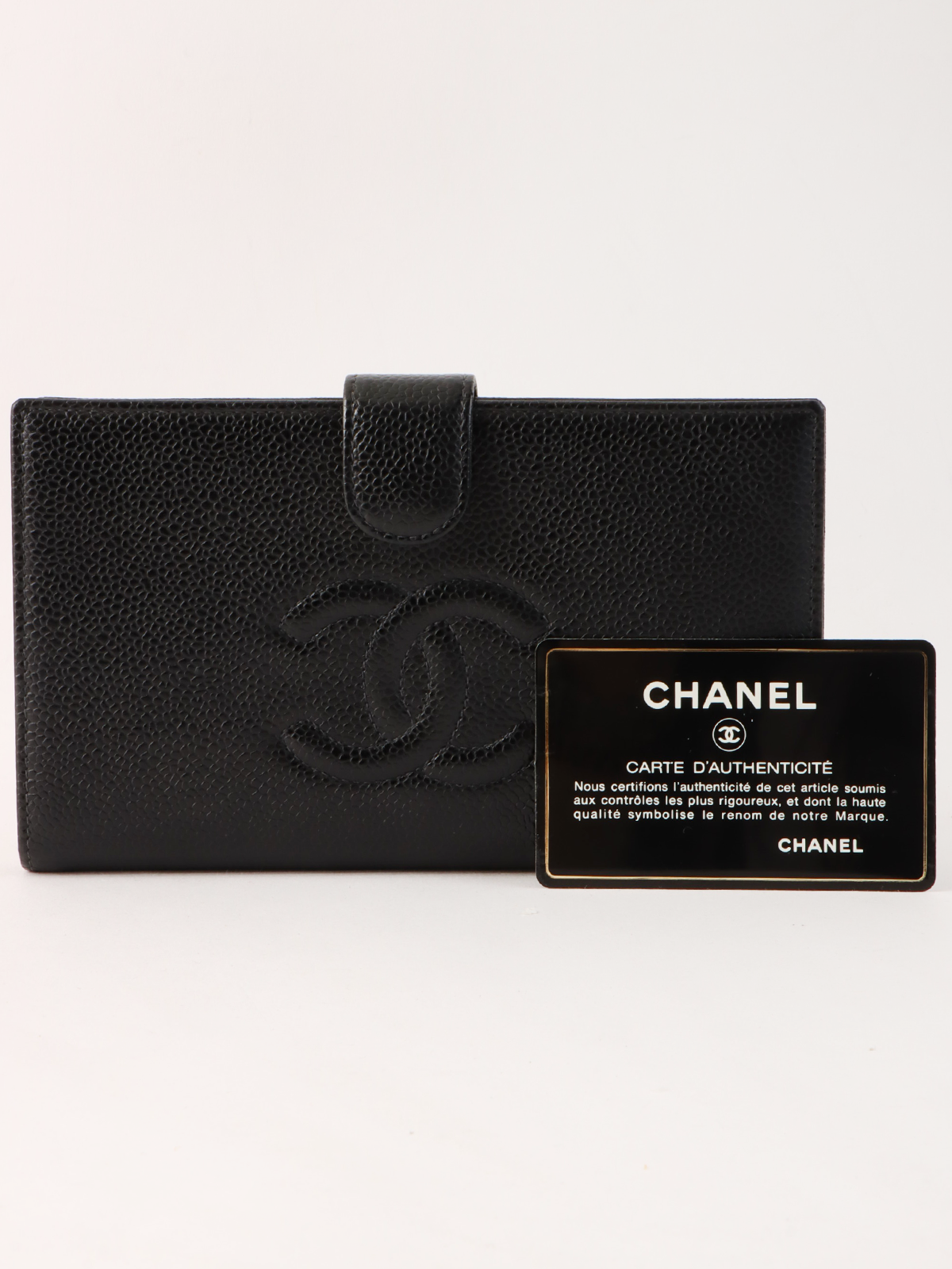 CHANEL 2000年頃製 キャビアスキンCCマークステッチロング