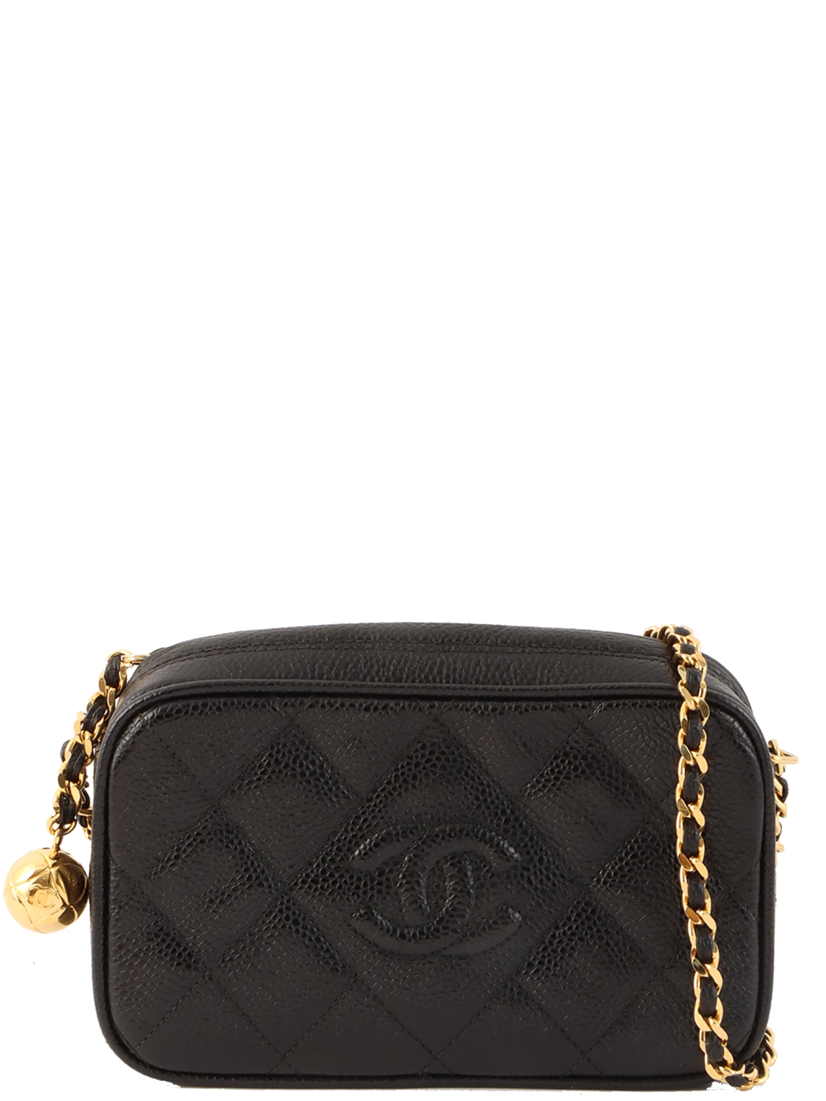 CHANEL 1992年頃製 キャビアスキンCCマークボールチャームミニ
