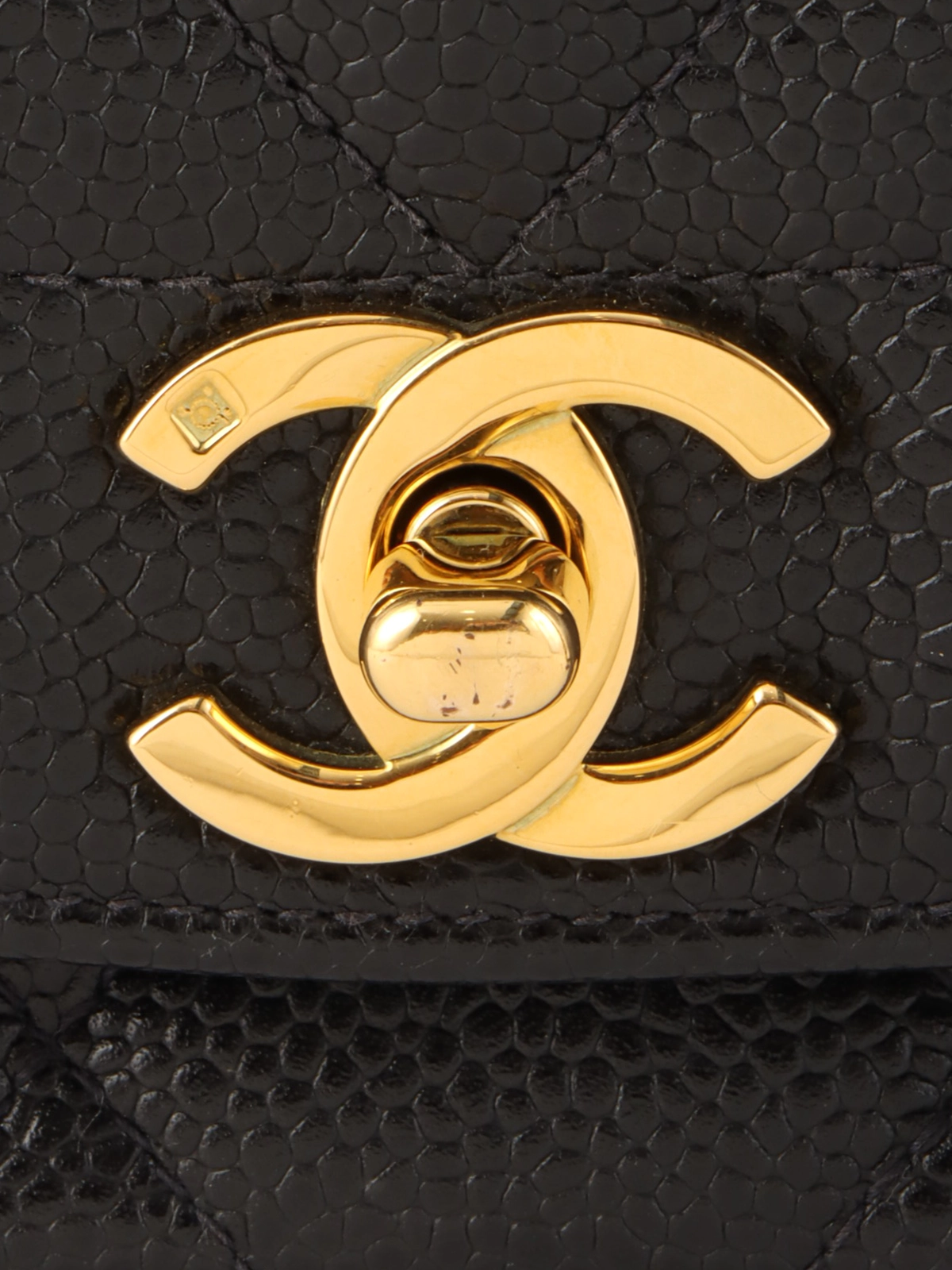 CHANEL 1995年頃製 キャビアスキンダイアナフラップチェーン
