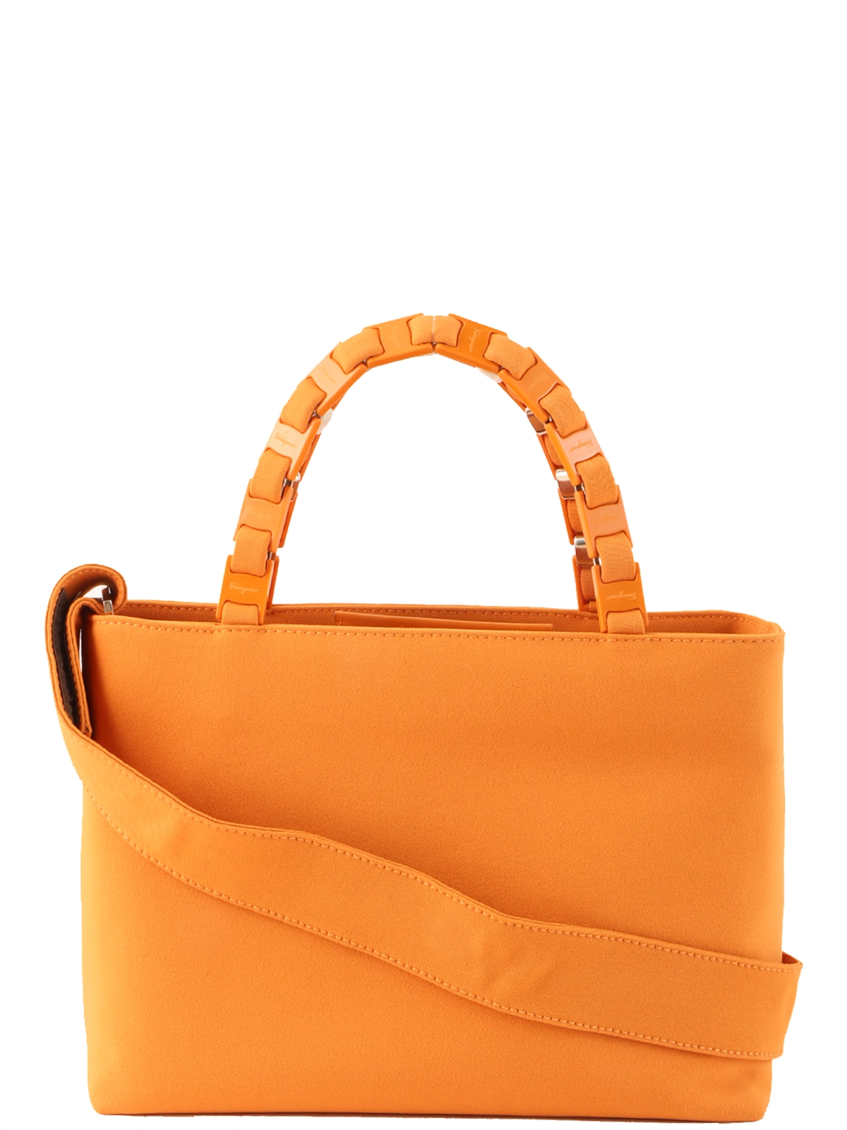 SALVATORE FERRAGAMO ロゴプレートハンドル2wayバッグ オレンジ