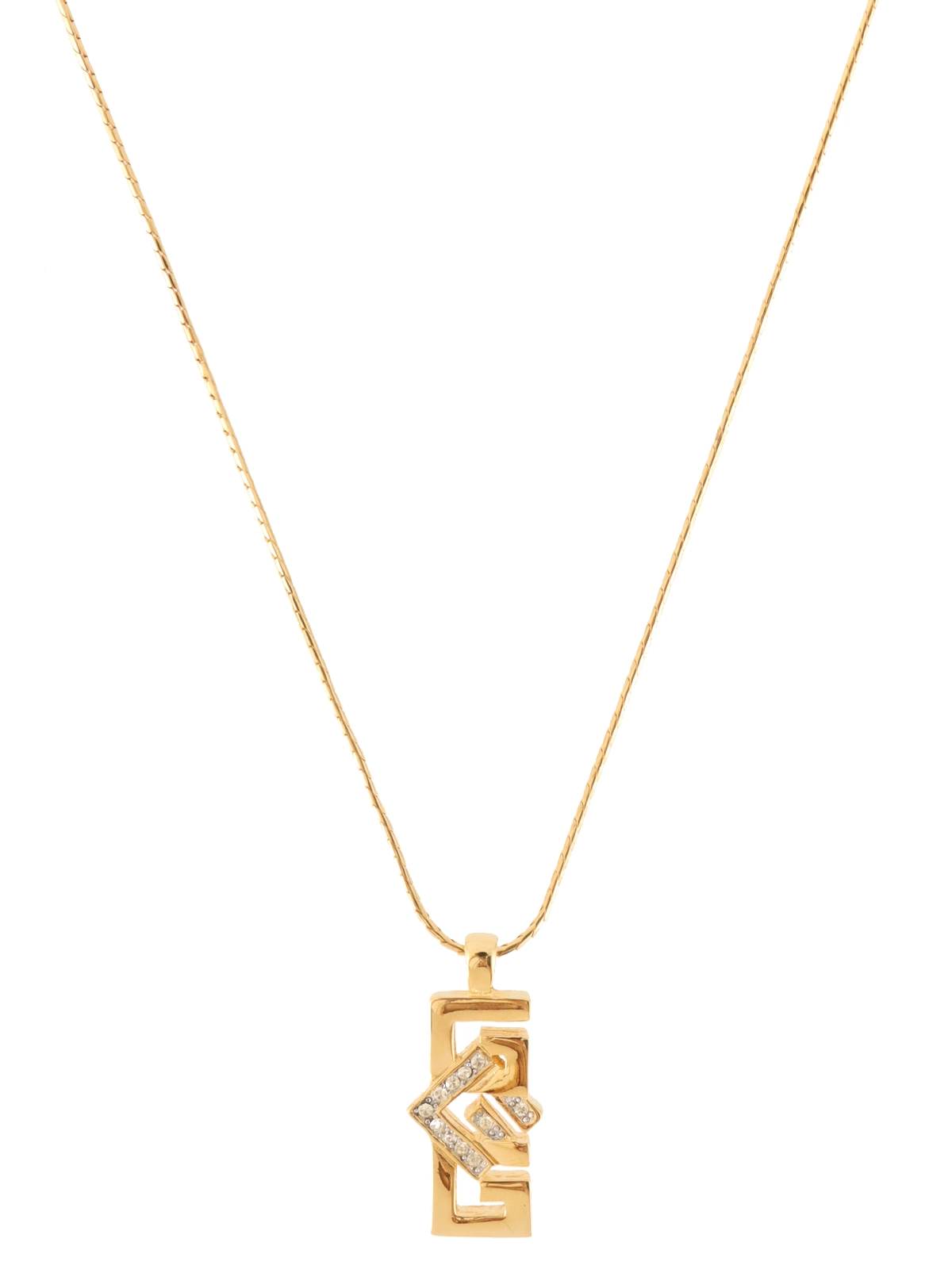 GIVENCHY ヴィンテージ ネックレス GIVENCHY ラインストーンロゴプレートネックレス ゴールド