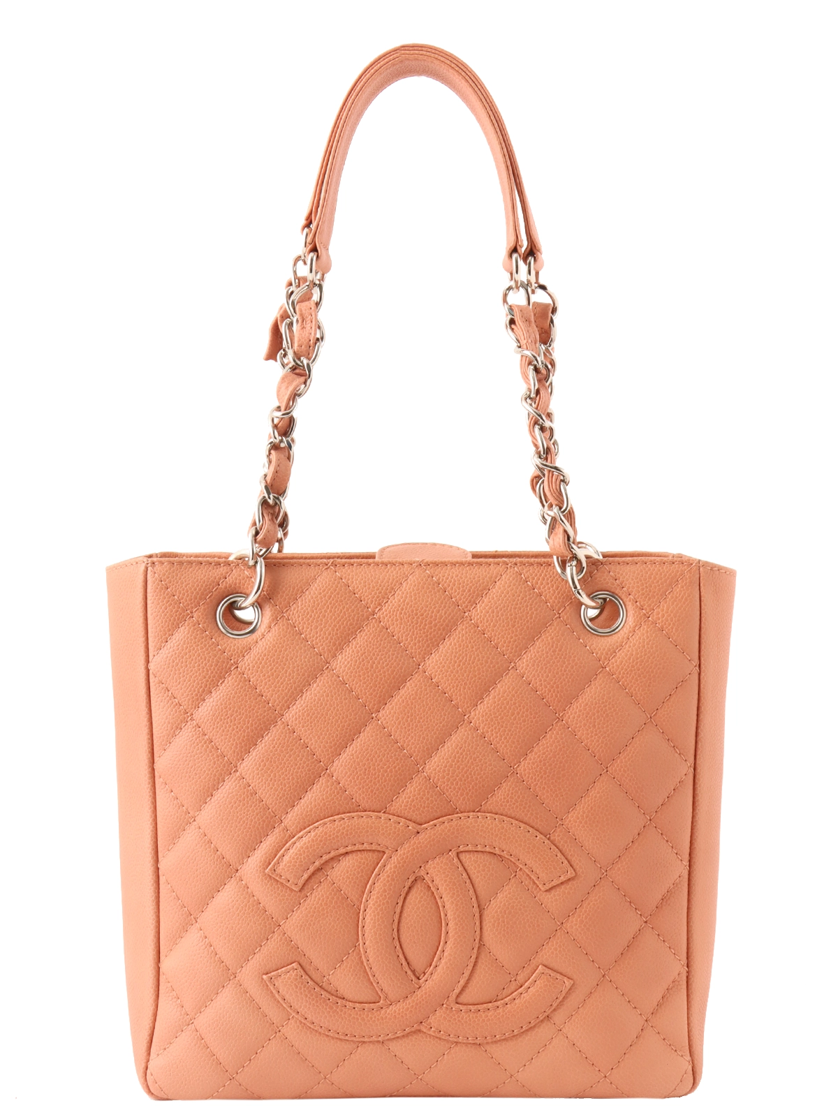 CHANEL 2008年頃製 キャビアスキンCCマークステッチチェーン